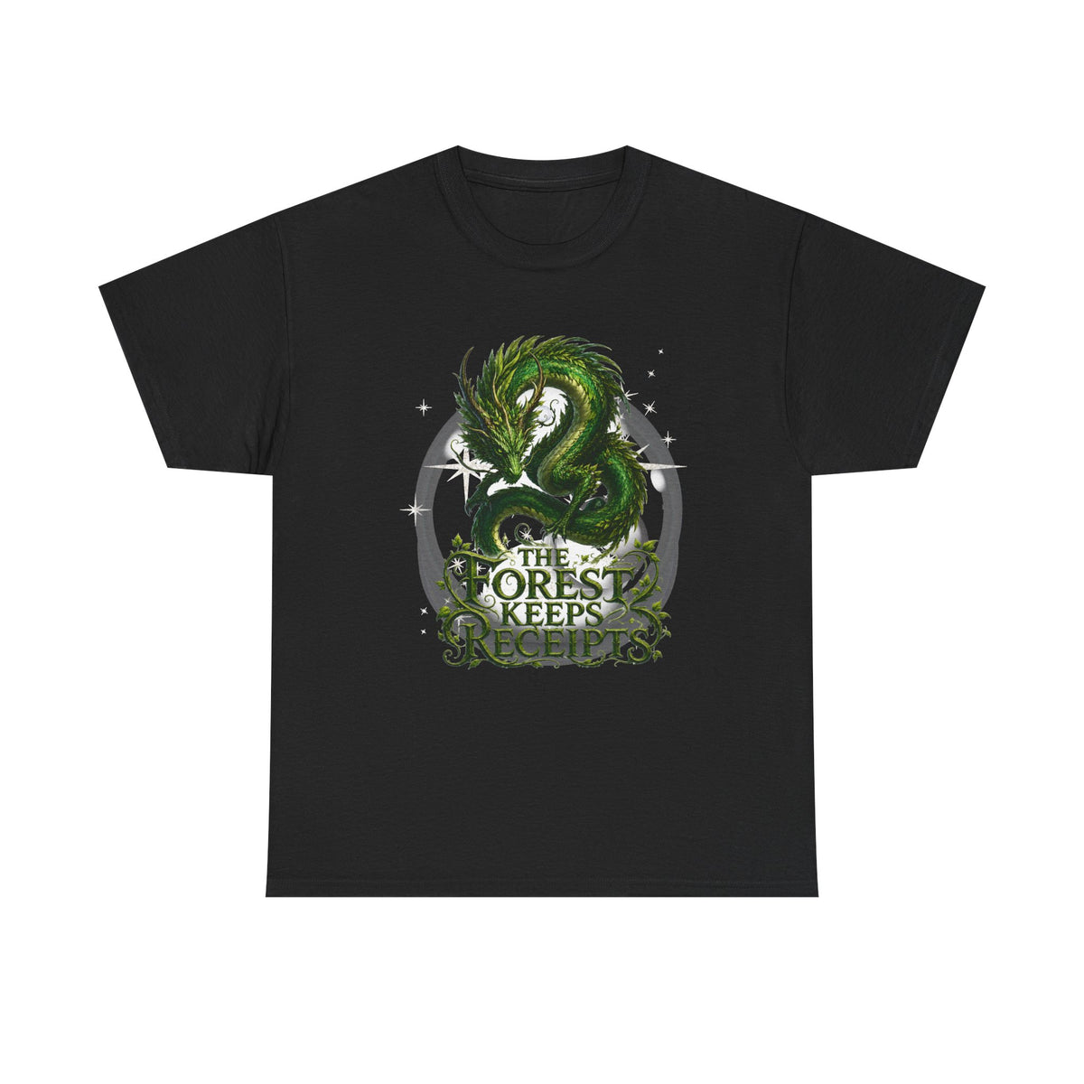 T-Shirt — "The Forest Keeps Receipts" Green Dragon Nature Graphic Tee
