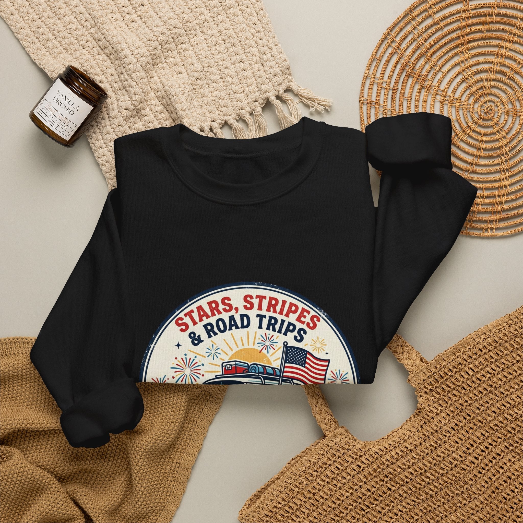 Stars & Stripes Road Trips Sweatshirt | vintage USA, red white blue