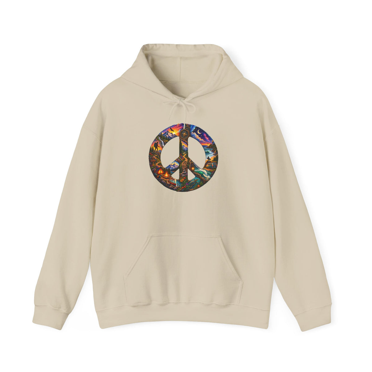 Floral Peace Symbol Hoodie — Psychedelic Boho Graphic Pullover