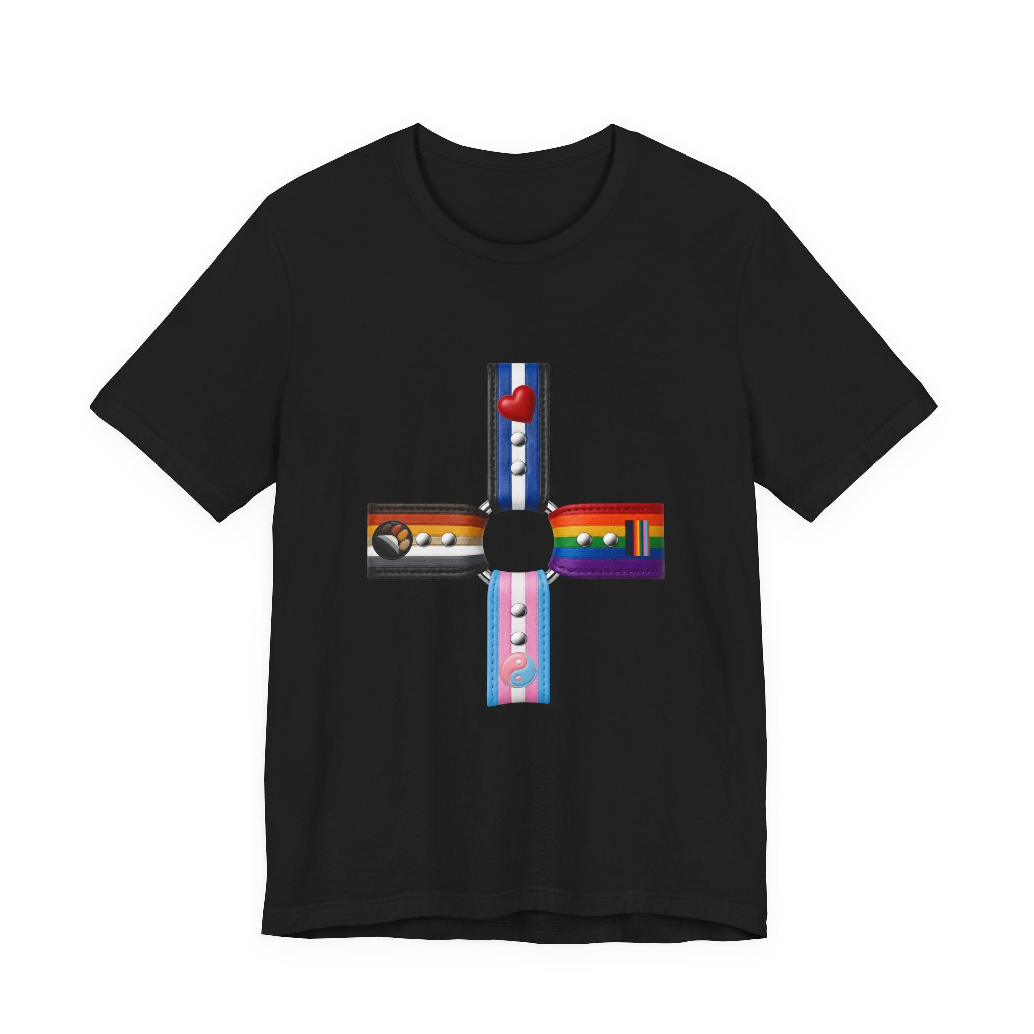 Cross of Pride T‑Shirt — LGBTQ+ Flag Collage Tee
