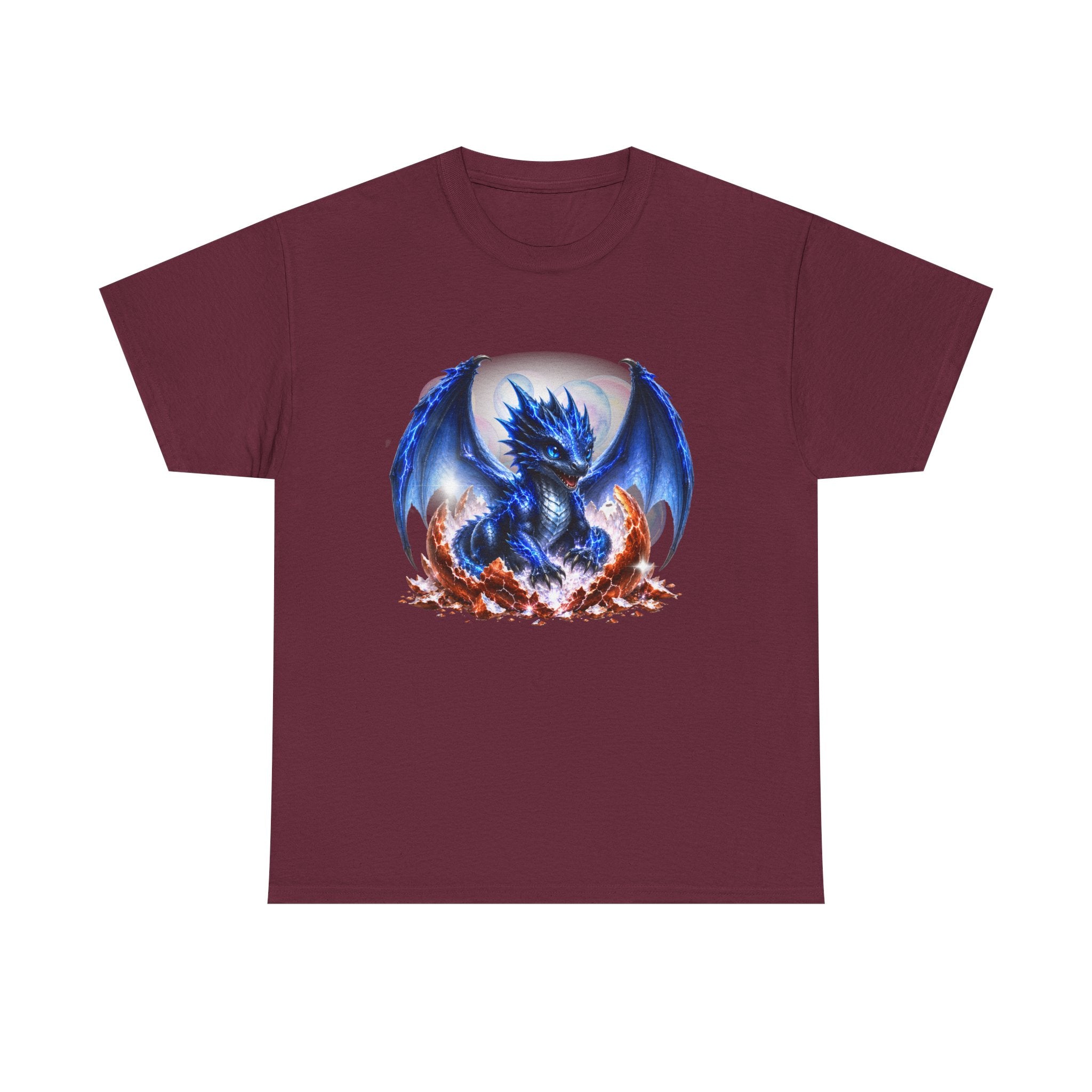 Blue Fire Dragon T-Shirt — Fantasy Dragon Graphic Tee, Blue Dragon. Best Dragon shirt. Blue Baby Dragon.