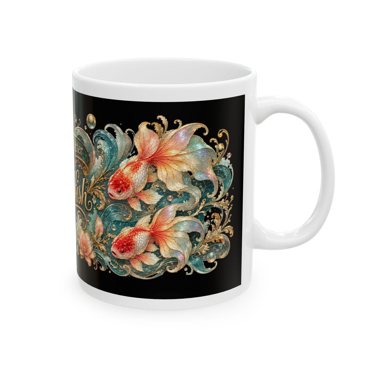 Goldfish Ceramic Mug — "Life Is Better With Goldfish" Decorative Fish Lover Coffee Cup (11oz/15oz)