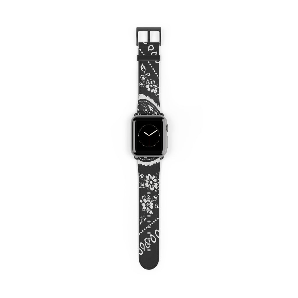 Bandana Pattern Watch Band — Black Hanky Code Design