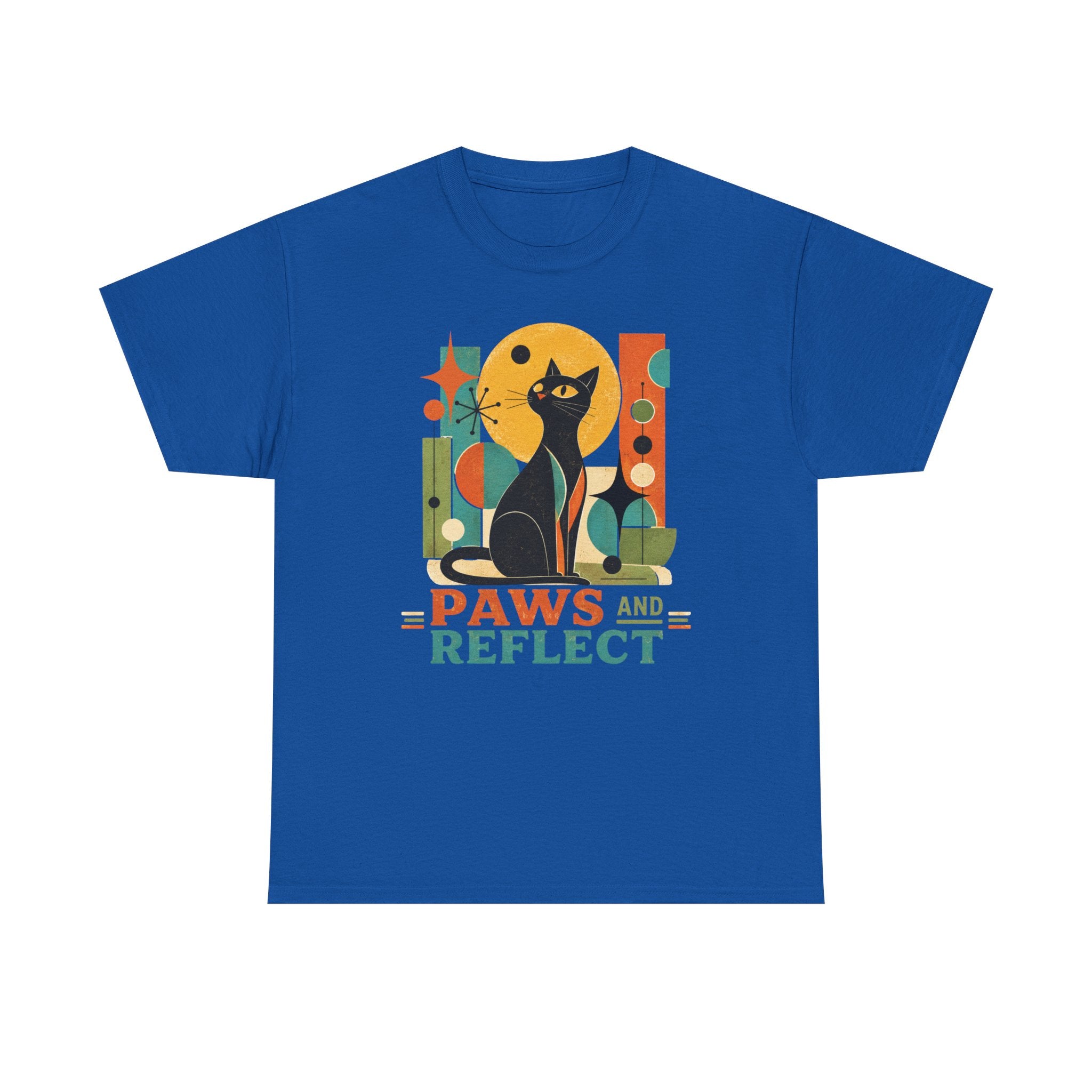 Paws and Reflect Cat T-Shirt. Mod Tangentsies Cat. Mood cat T-shirt