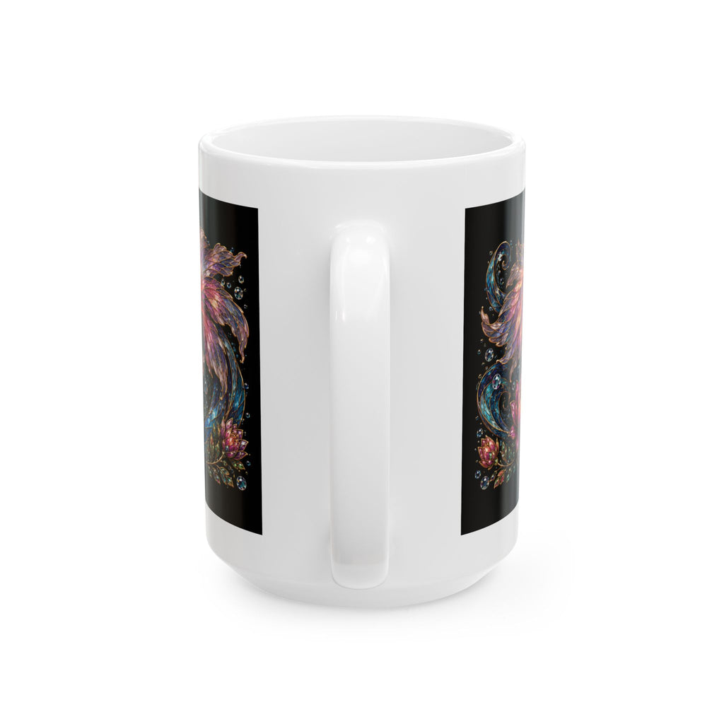 My Therapist Has Fins Ceramic Mug — Colorful Koi Fish Coffee Cup (11oz & 15oz)