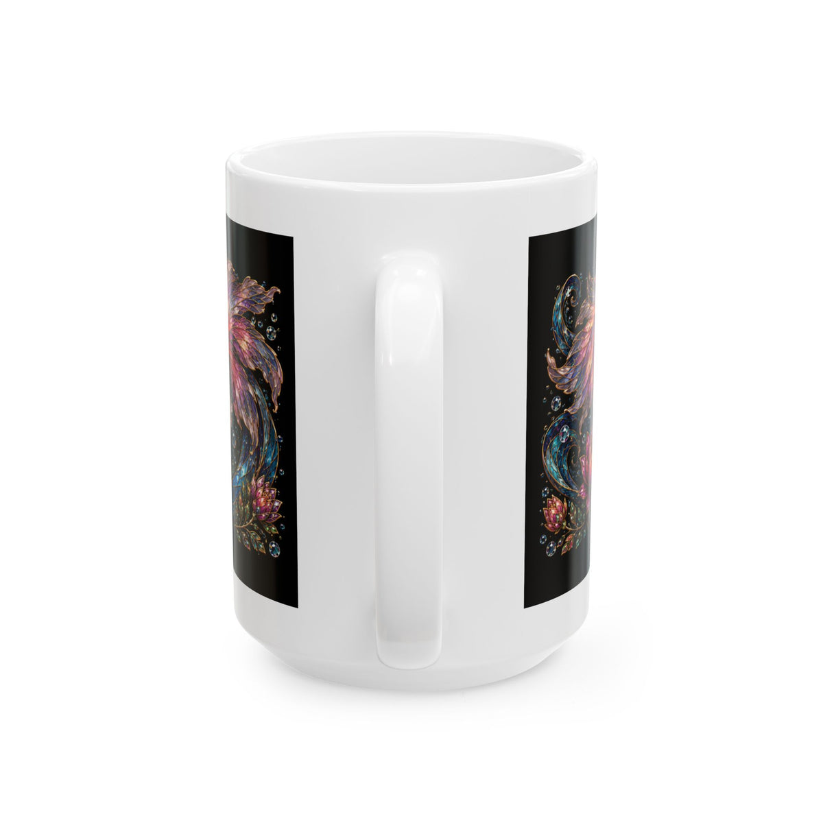 My Therapist Has Fins Ceramic Mug — Colorful Koi Fish Coffee Cup (11oz & 15oz)