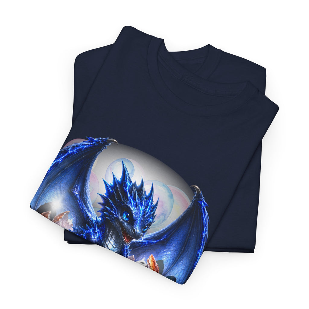 Blue Fire Dragon T-Shirt — Fantasy Dragon Graphic Tee, Blue Dragon. Best Dragon shirt. Blue Baby Dragon.