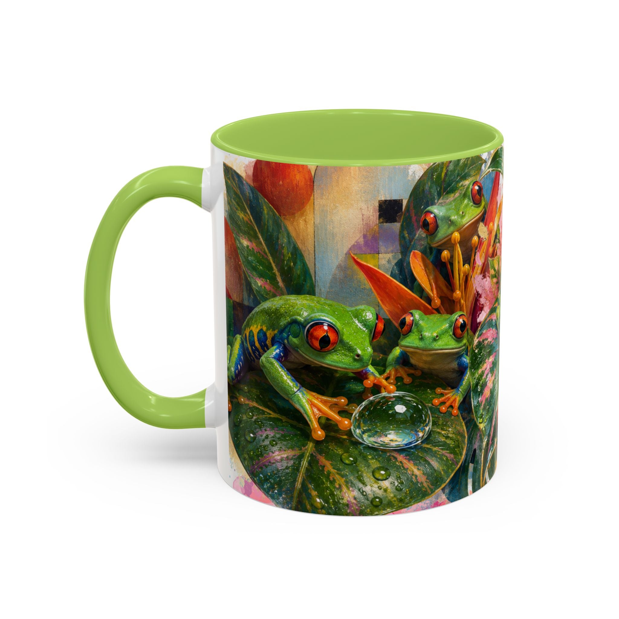Tropical Tree Frog Coffee Mug — Colorful Rainforest Lily Accent Mug (11/15oz)