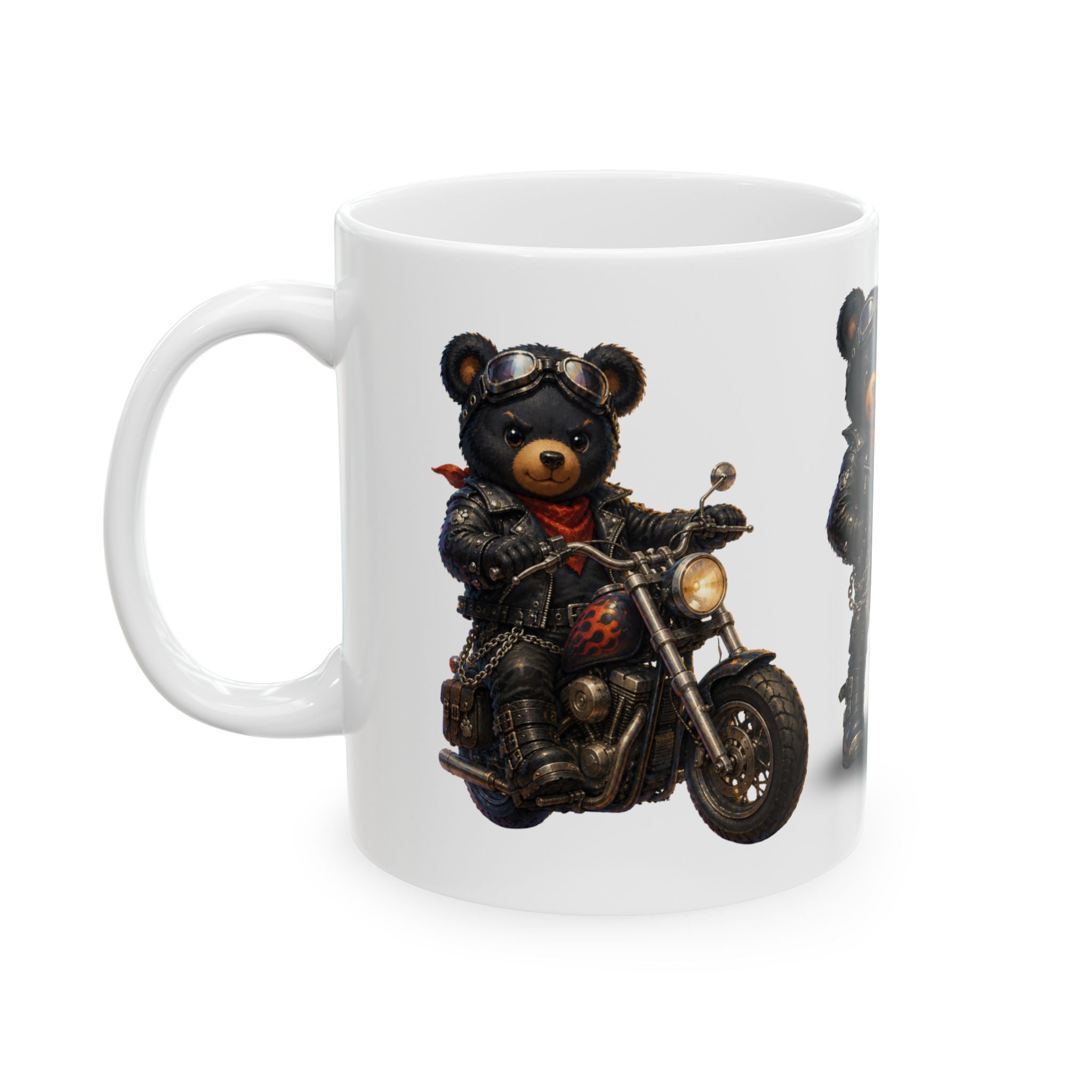 Biker Teddy Bears Ceramic Mug (11oz | 15oz) — Cute Motorcycle Punk Coffee Cup