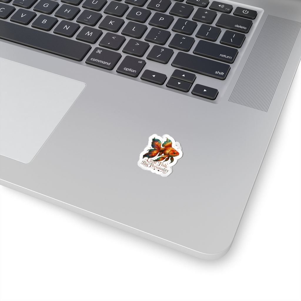 Goldfish Sticker — “Little Fish, Big Personality” Kiss-Cut Vinyl Sticker