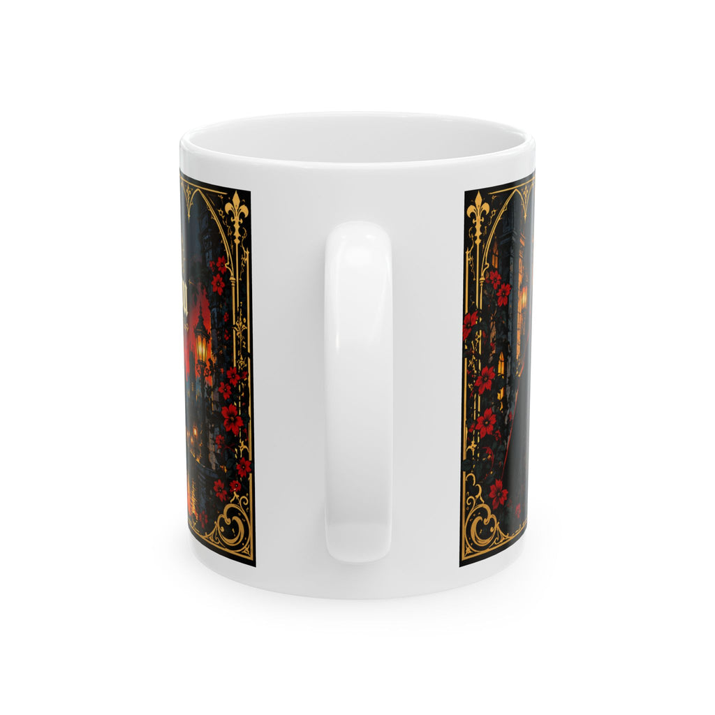 Gothic Cityscape Ceramic Mug – Legacy Lives in You Black Man Gothic Art Mug.  “Legend Lives On” 11oz/15oz