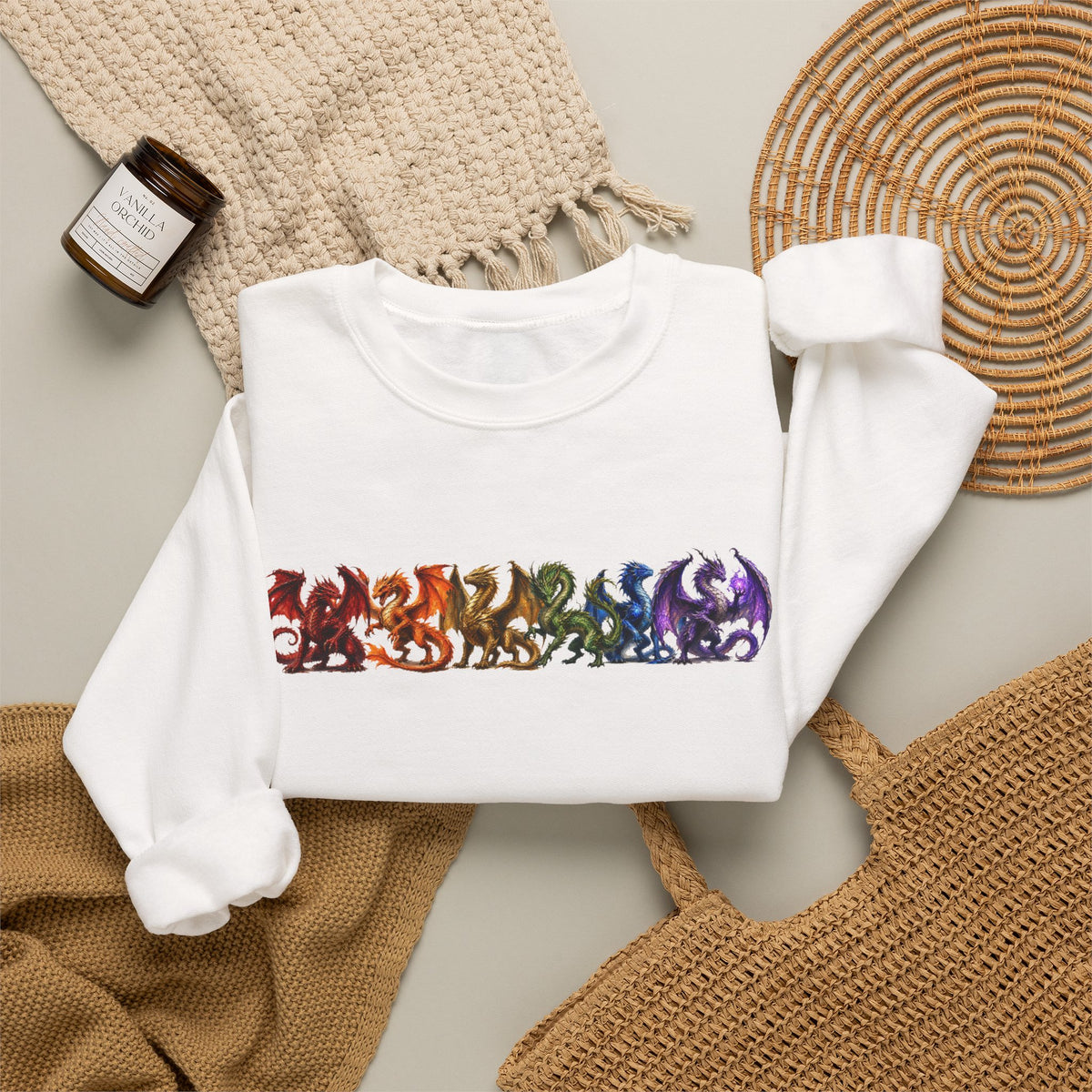 Rainbow Dragon Line Crewneck Sweatshirt