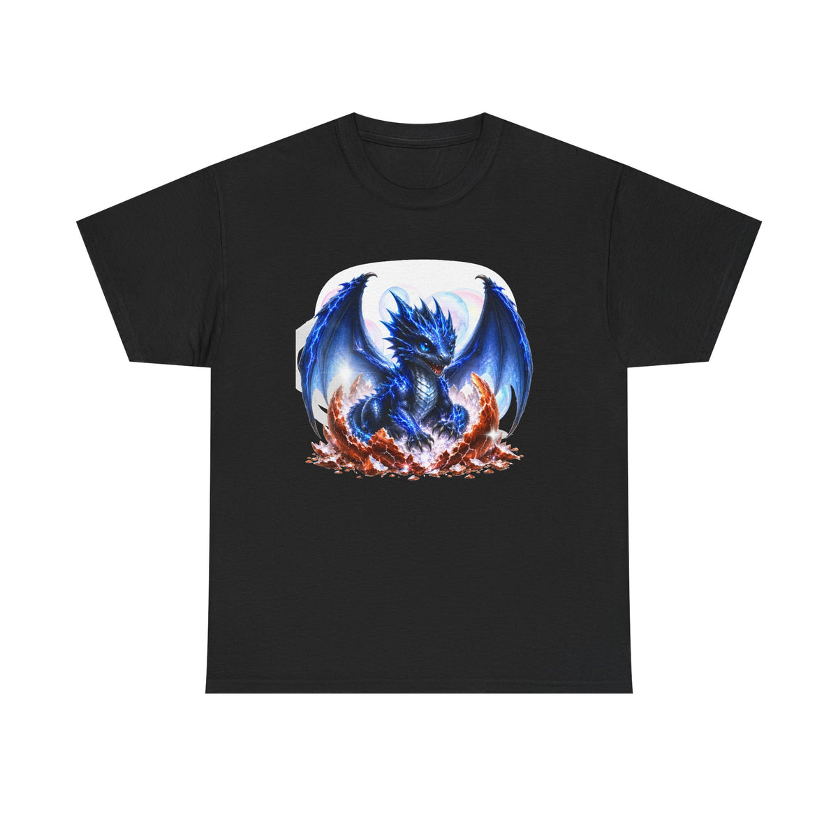 Blue Fire Dragon T-Shirt — Fantasy Dragon Graphic Tee, Blue Dragon. Best Dragon shirt. Blue Baby Dragon.