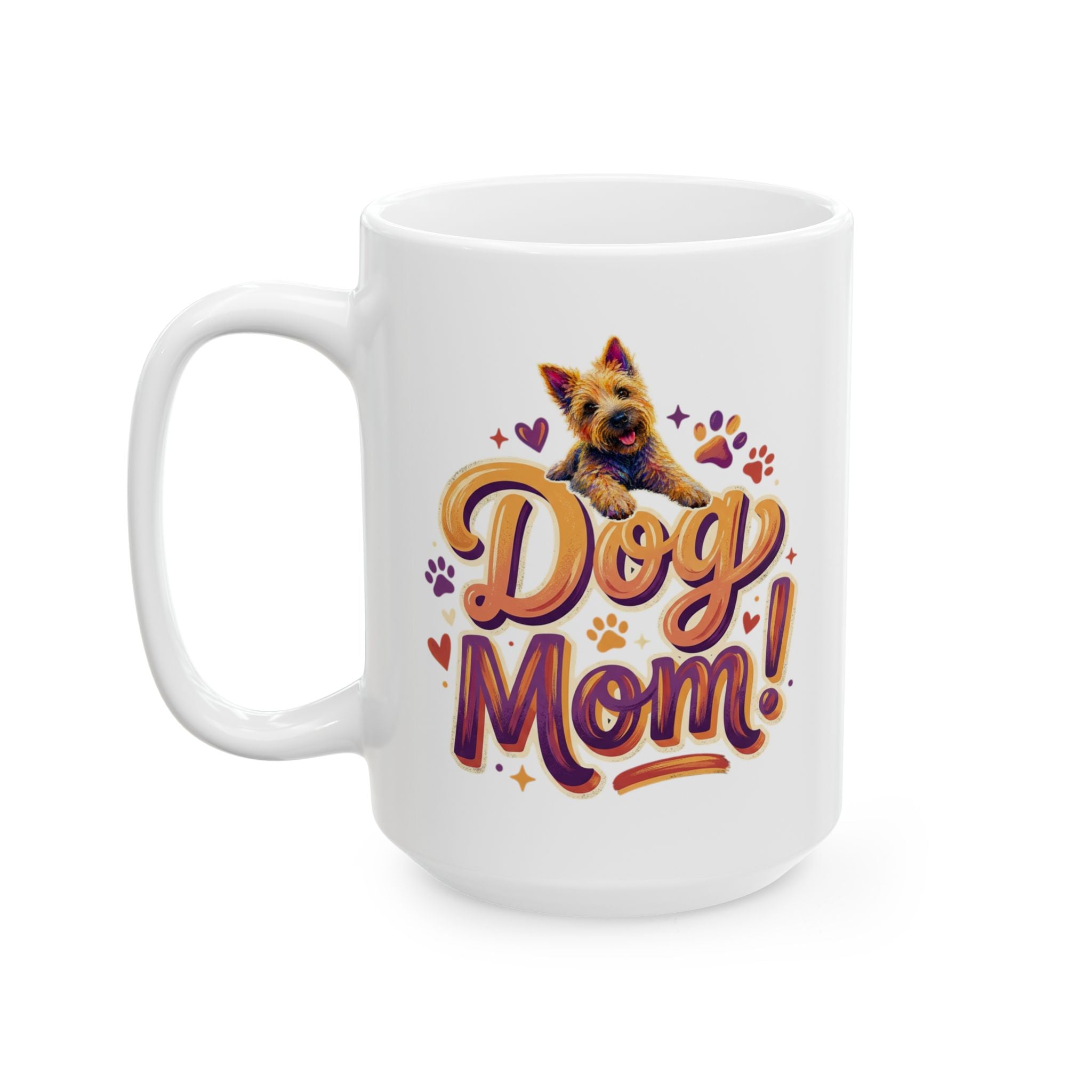 Dog Mom Mug — Cute Paw Print Ceramic Coffee Cup (11oz & 15oz)