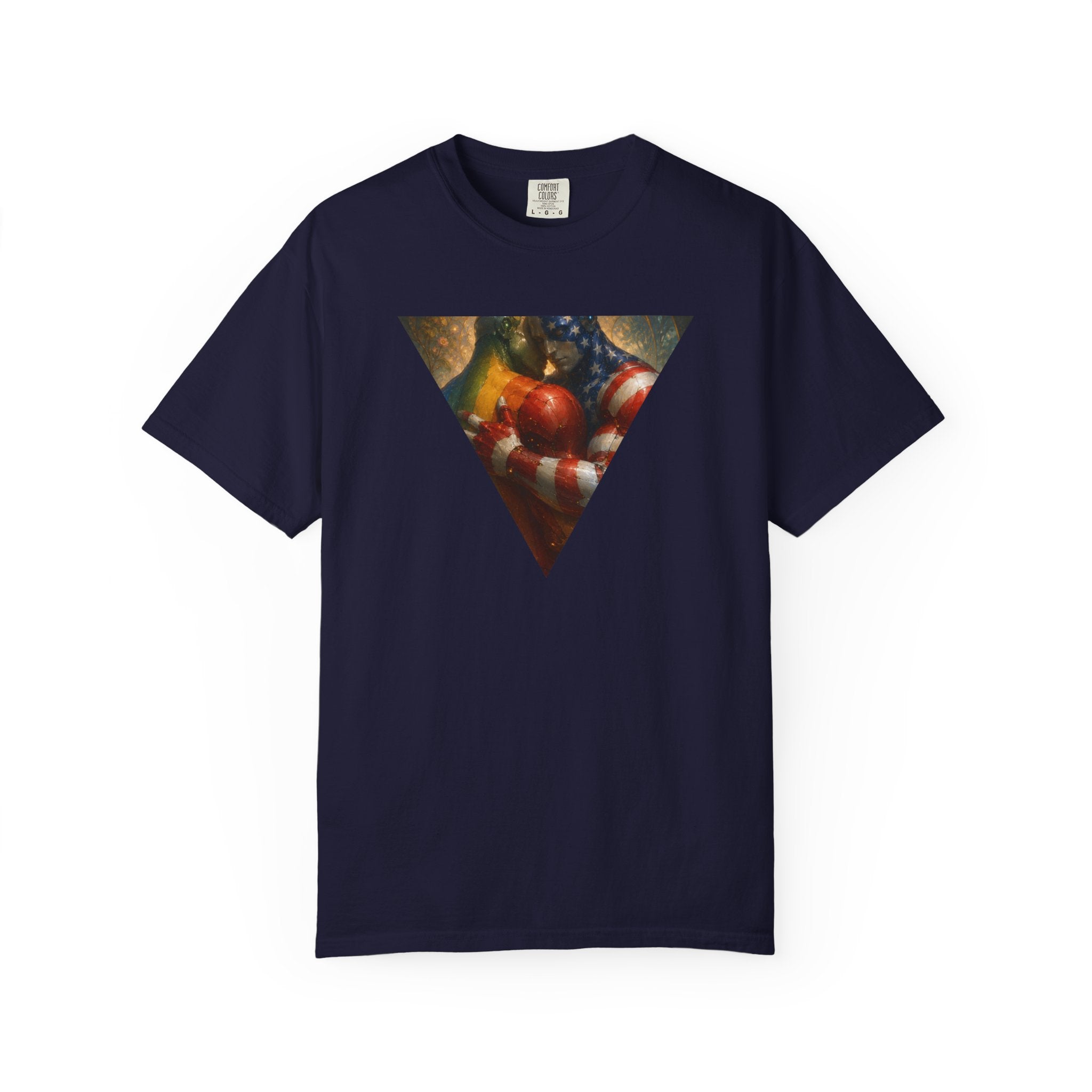 Triangle Galaxy Fruit Graphic T-Shirt, Patriotic. American. Fantasy Pride Shirt LGBTQ Fantasy Clothing Queer Geek Graphic Tee Gay Geek T-Shirt Queer Nerd Apparel LGBTQ Nerd Shirt