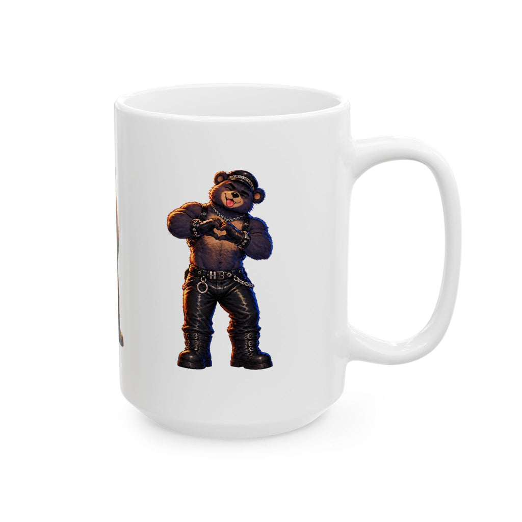 Bear Biker Ceramic Mug – Leather Jacket Paw Print Design (11oz, 15oz)
