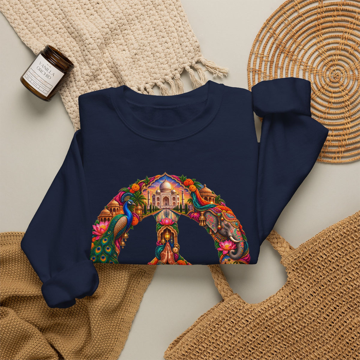 Floral Peace Sign Crewneck Sweatshirt — Psychedelic Hippie Vibe