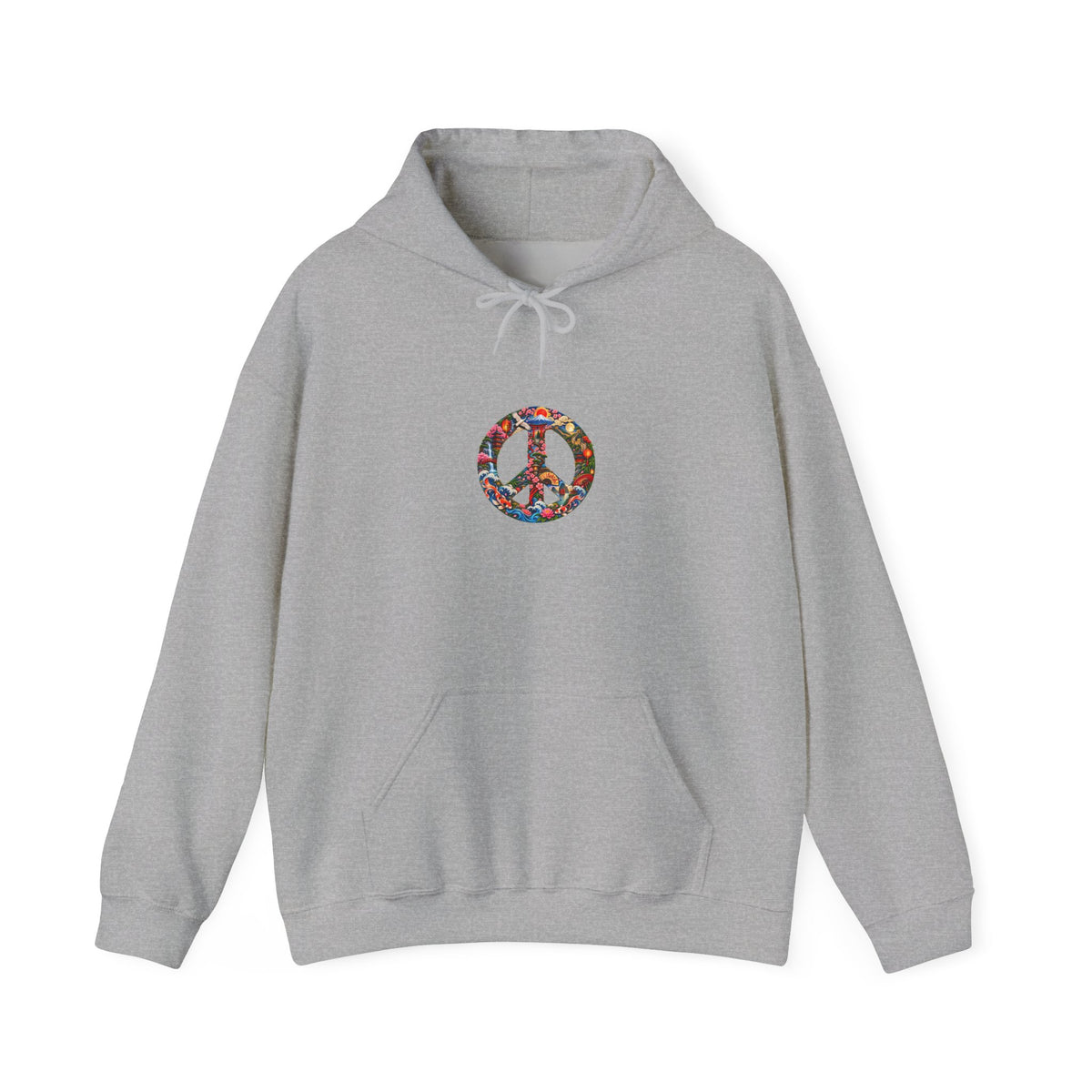 Peace Symbol Hoodie – Colorful Floral Hippie Peace Sign Pullover