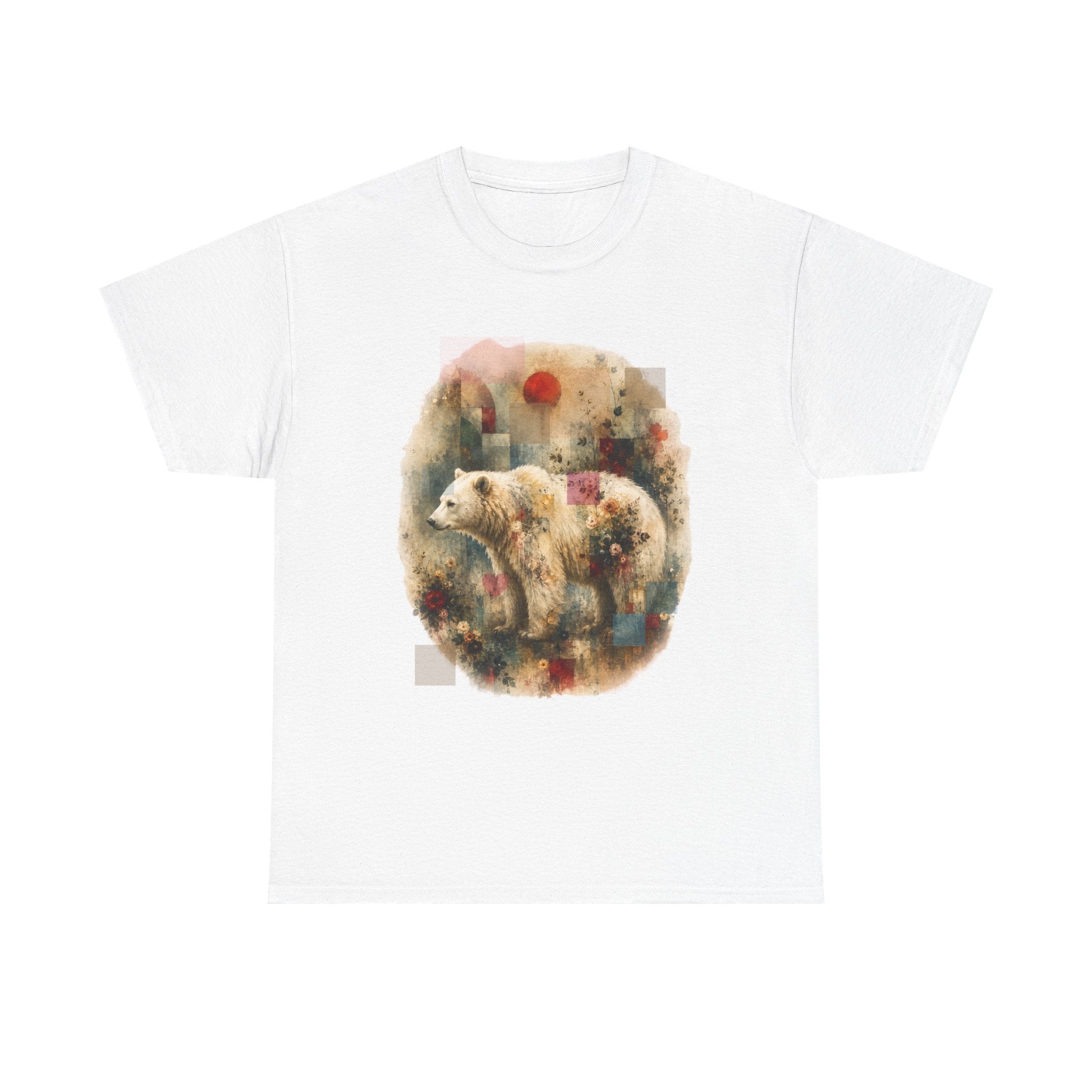 Polar Bear Floral Tee — Watercolor Wildlife Graphic T-Shirt