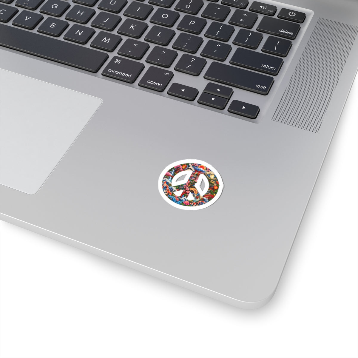 Psychedelic Peace Sign Kiss-Cut Sticker — Colorful Retro Hippie Decal