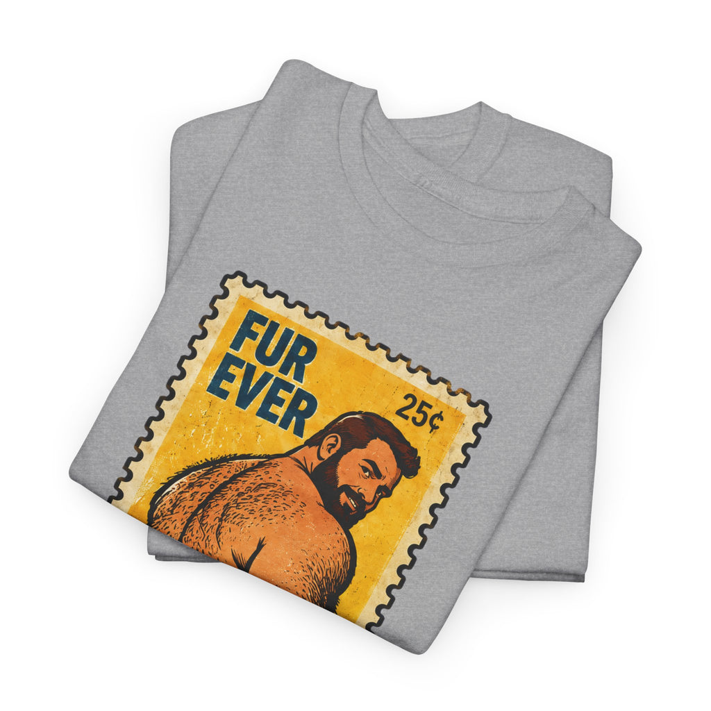 Gay Bear Shirt – Vintage Bear Pride Pin-Up T-Shirt, Retro Postage Stamp Art, LGBTQ Bear Culture Tee, Fur Ever