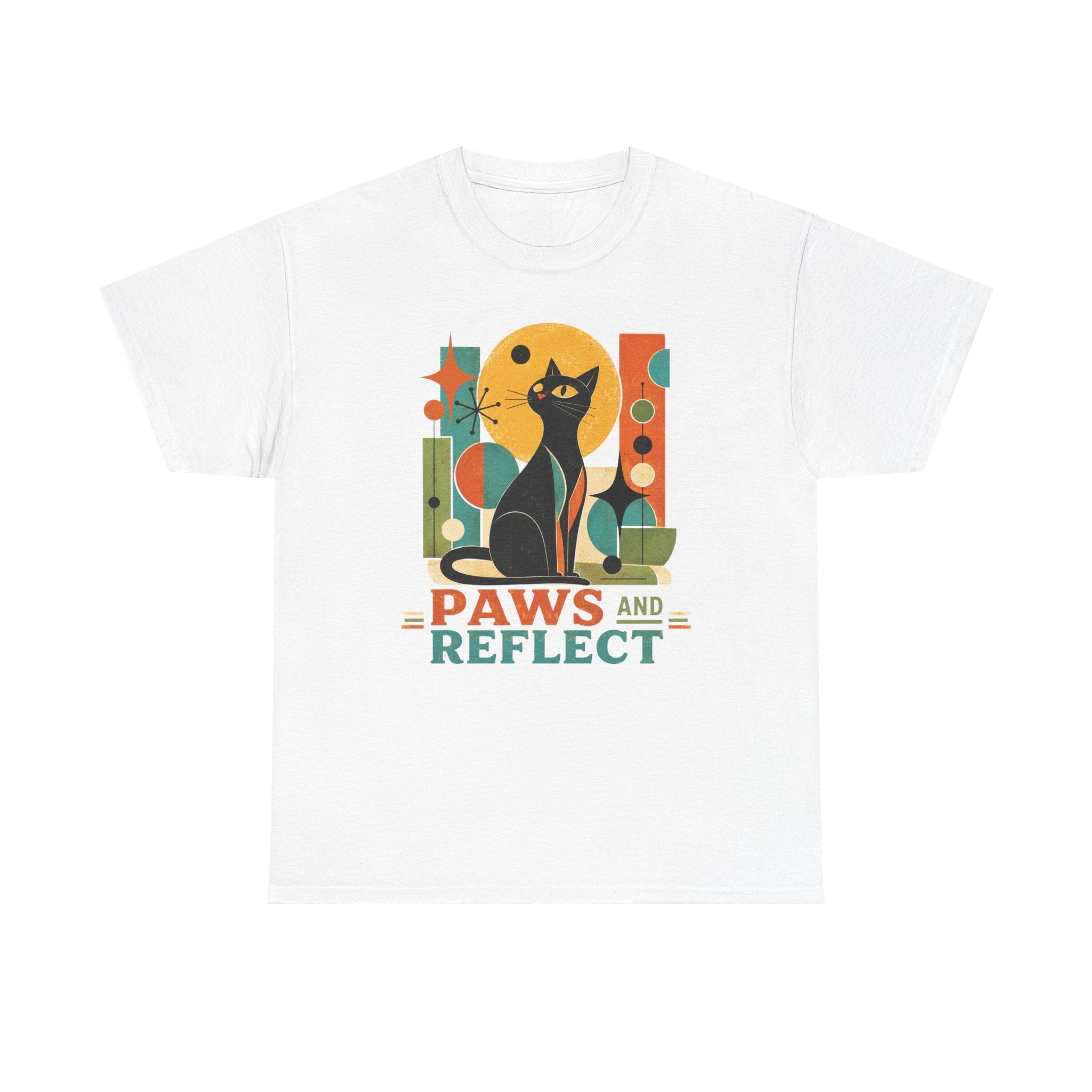 Paws and Reflect Cat T-Shirt. Mod Tangentsies Cat. Mood cat T-shirt