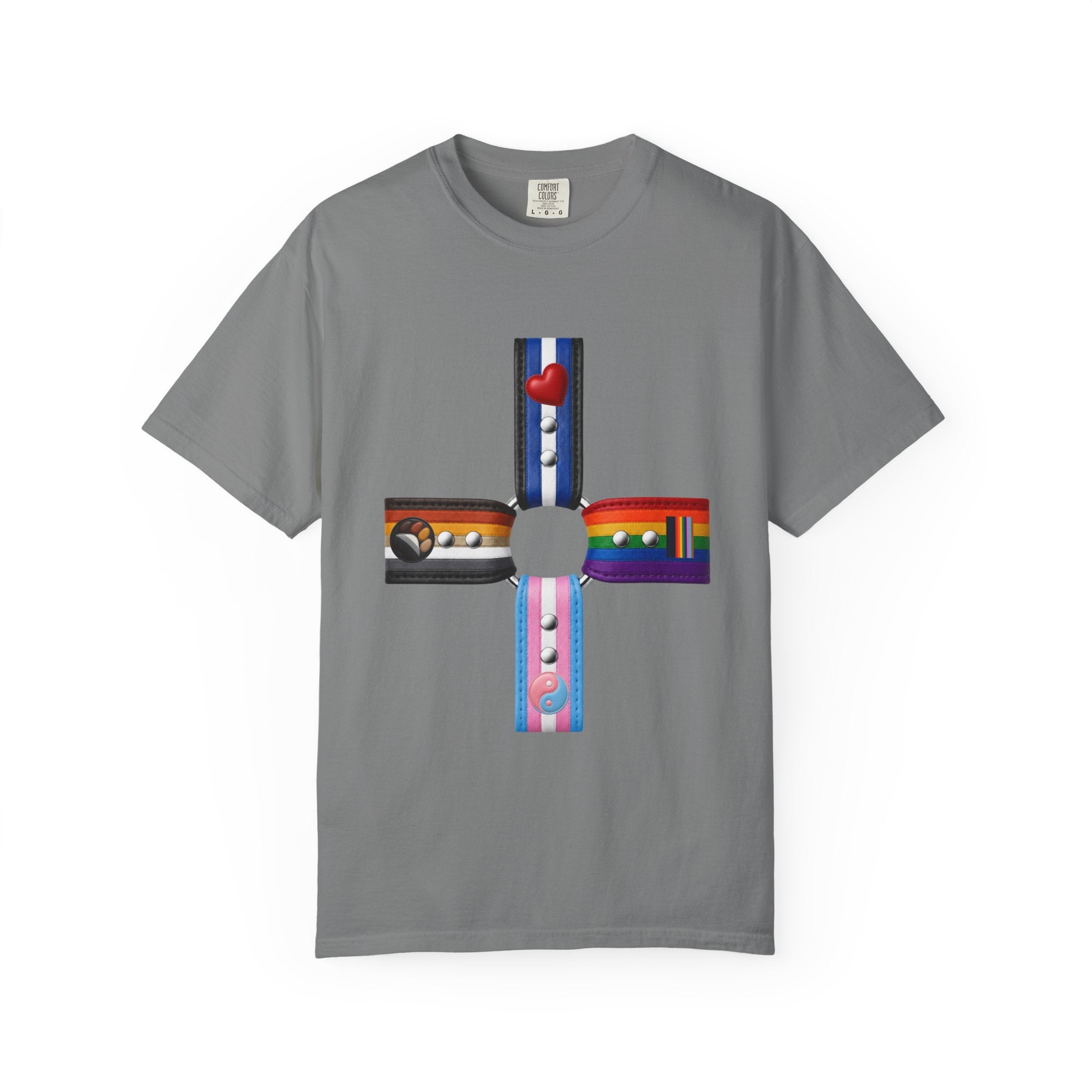 LGBTQ+ Pride Cross T-Shirt — Rainbow Identity Flag Design