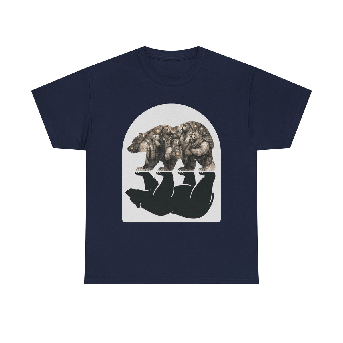 Bear man's shirt. Bear Reflection Graphic Tee — Vintage Wildlife Silhouette T-Shirt