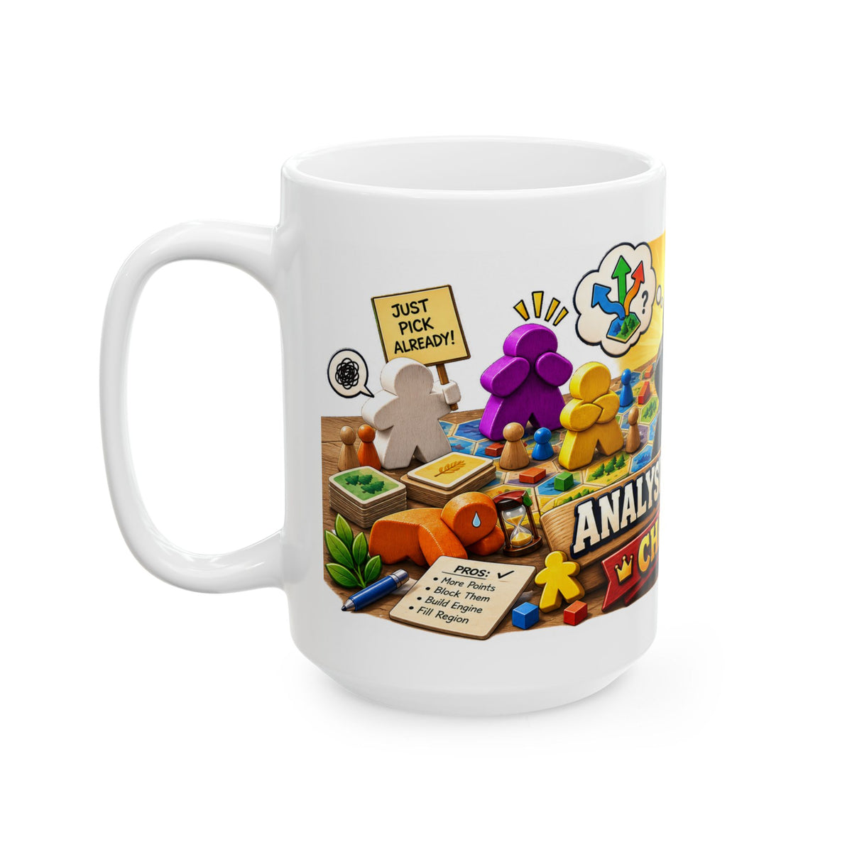 Analysis Paralysis Champion Ceramic Mug — Funny Board Game Player Coffee Cup (11oz, 15oz)