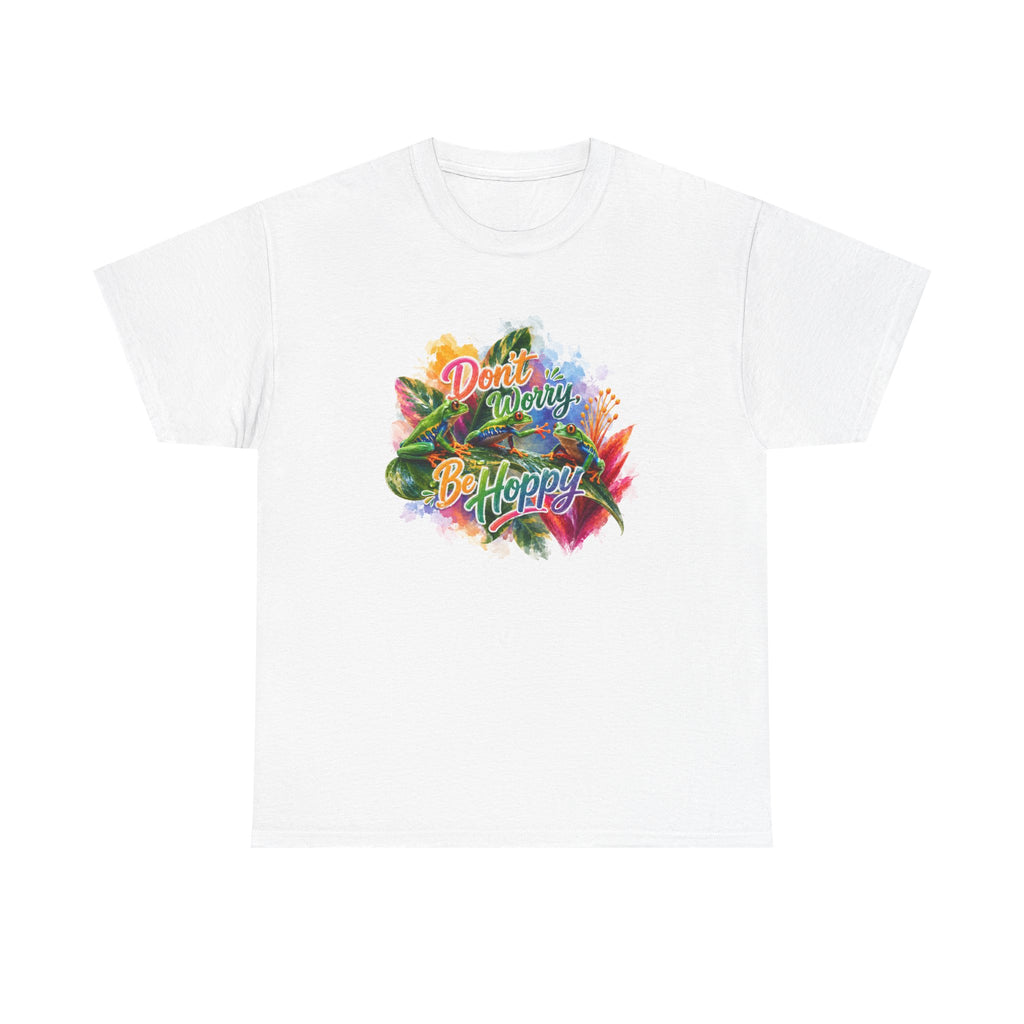T-Shirt — "Don't Worry Be Hoppy" Tropical Frog Graphic Tee
