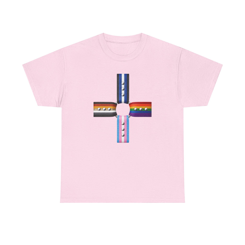 LGBTQ+ Pride Flag Cross T‑Shirt — Inclusive Stripes Tee