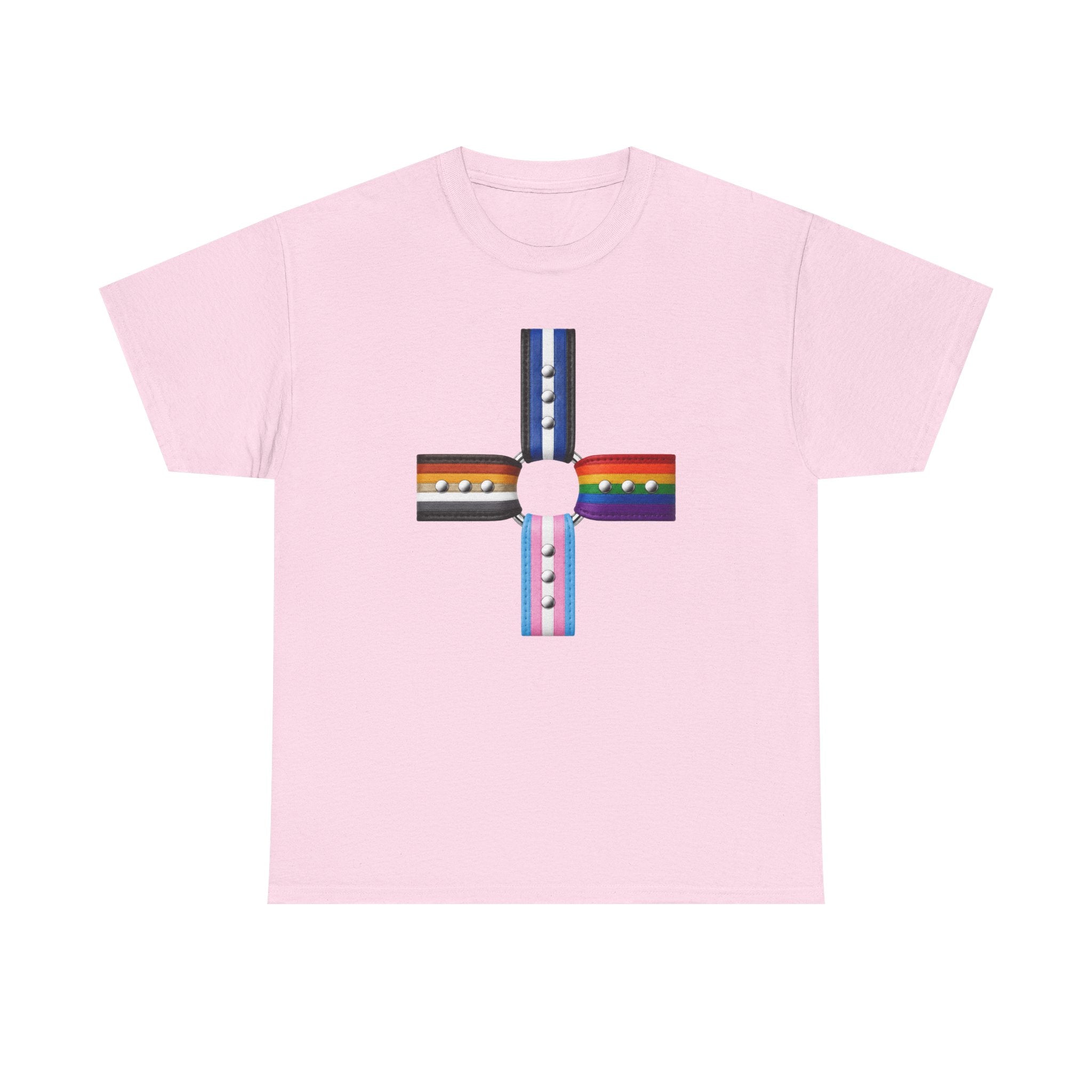 LGBTQ+ Pride Flag Cross T‑Shirt — Inclusive Stripes Tee