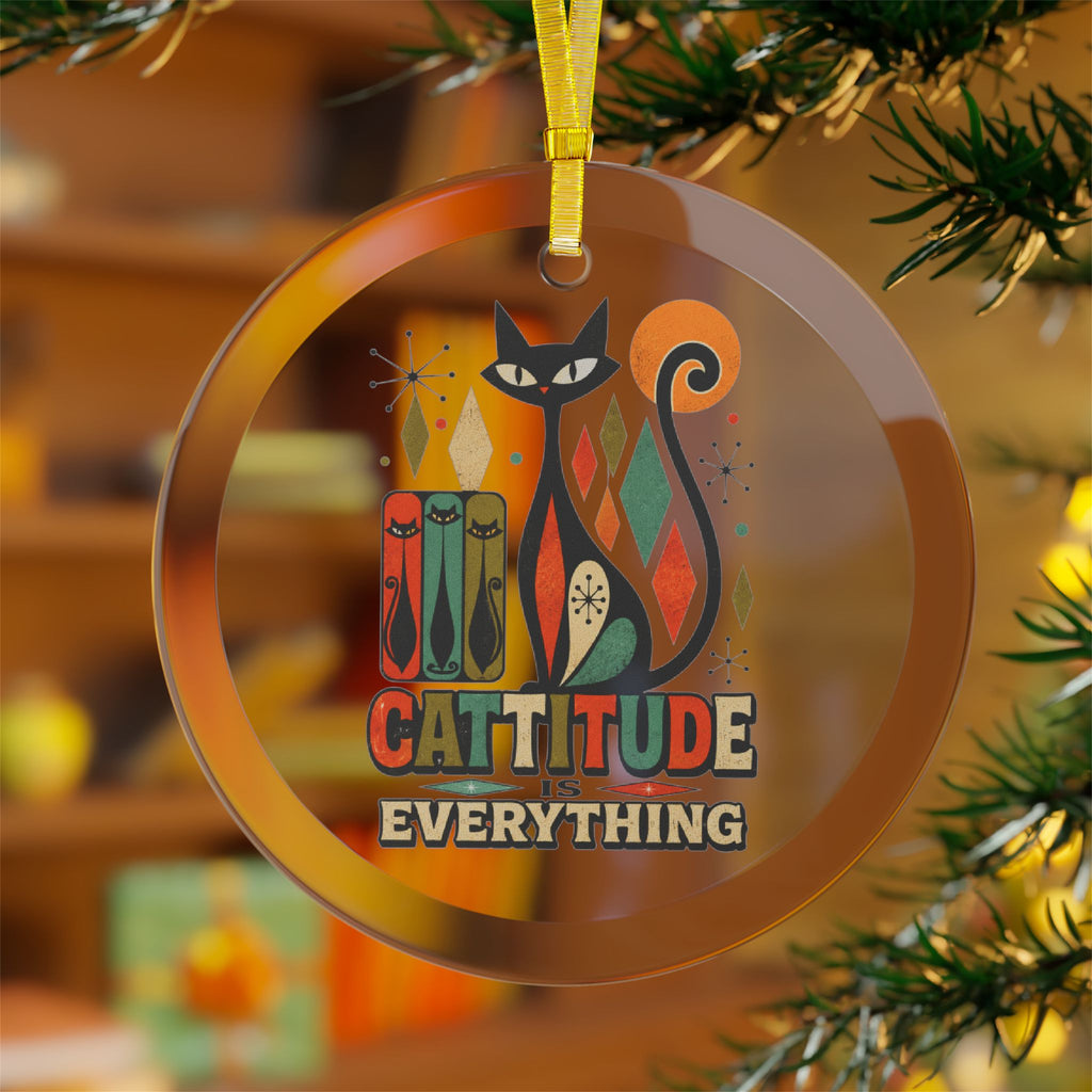 Glass Ornaments Catittude is everything. Mod Cat ornament for the cat collector in your life