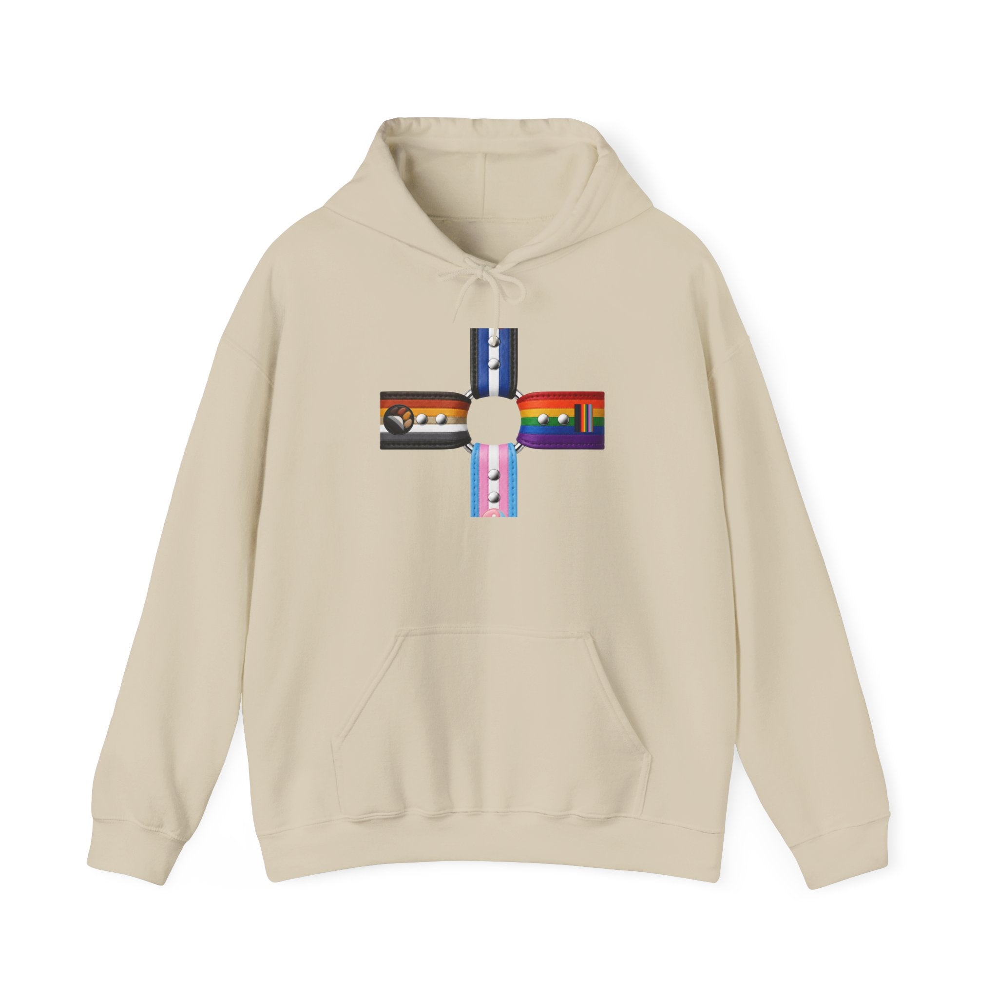 Hoodie — Inclusive Pride Flag Cross Design