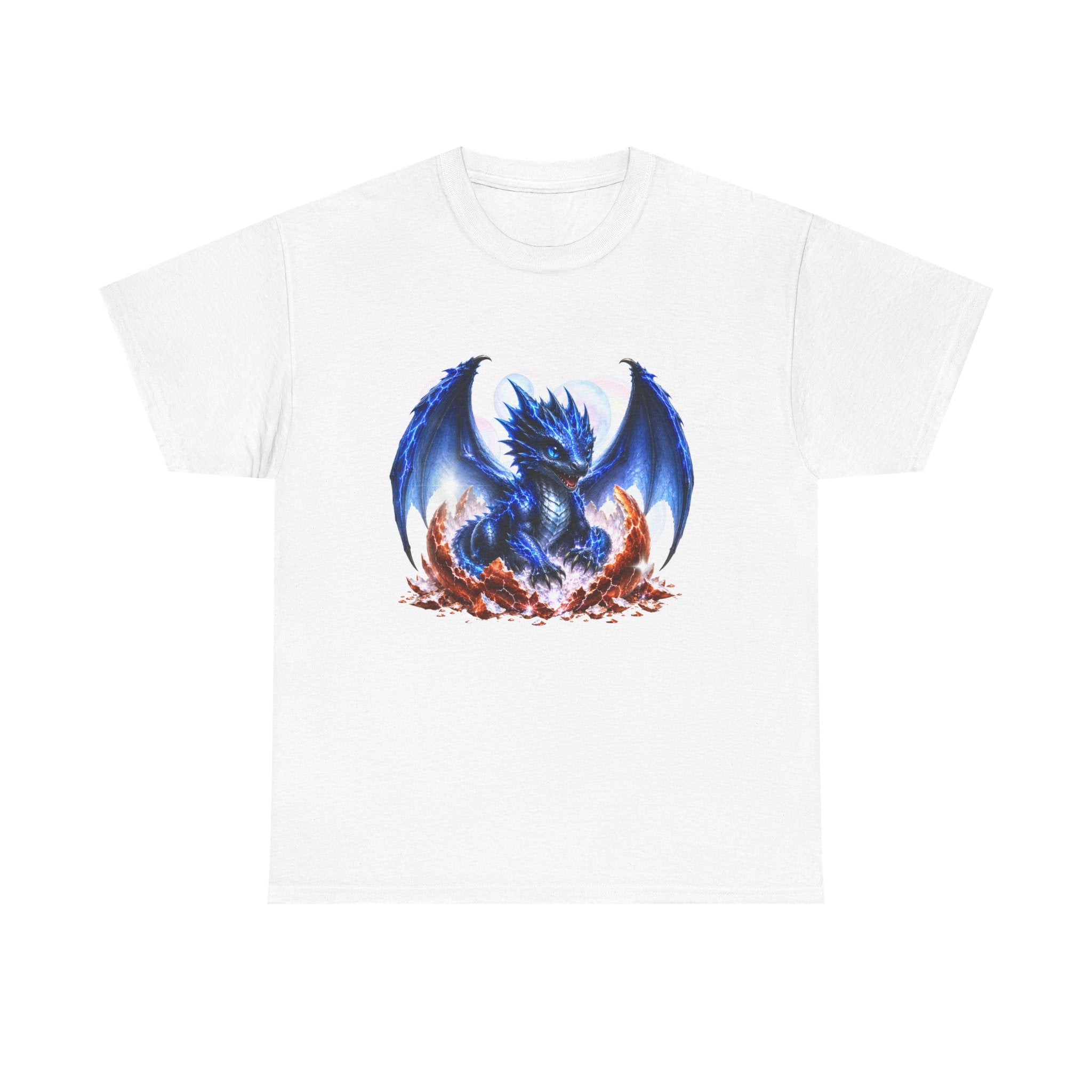 Blue Fire Dragon T-Shirt — Fantasy Dragon Graphic Tee, Blue Dragon. Best Dragon shirt. Blue Baby Dragon.