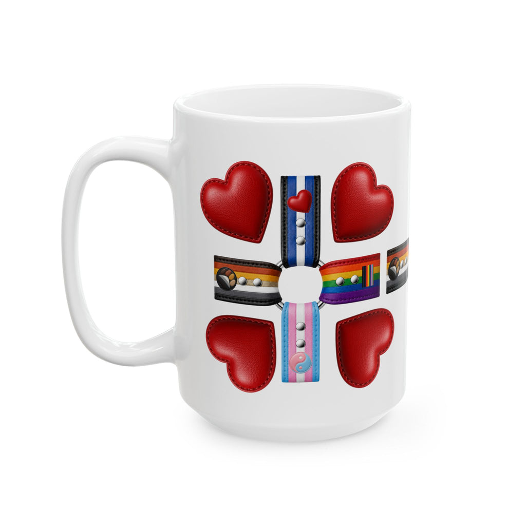 LGBTQ+ Pride Heart Cross Ceramic Mug (11oz/15oz)