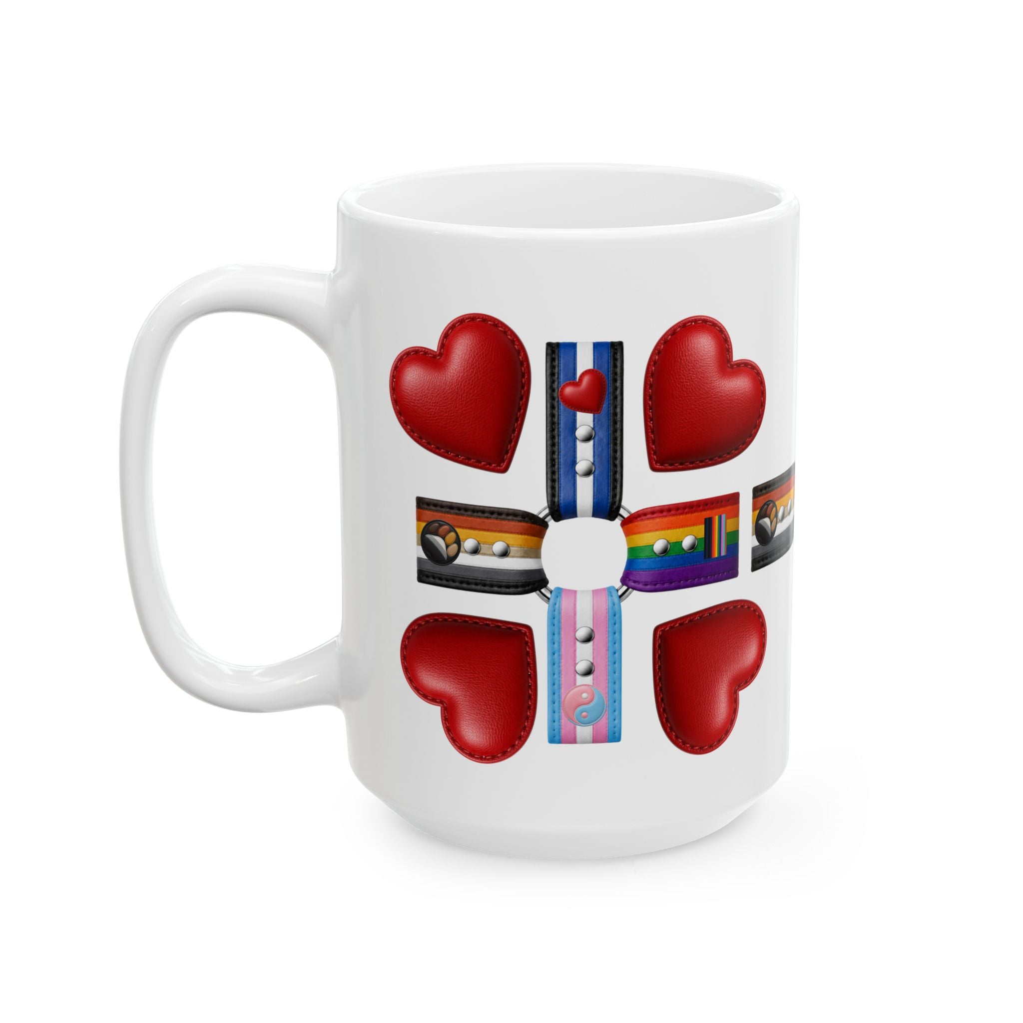 LGBTQ+ Pride Heart Cross Ceramic Mug (11oz/15oz)