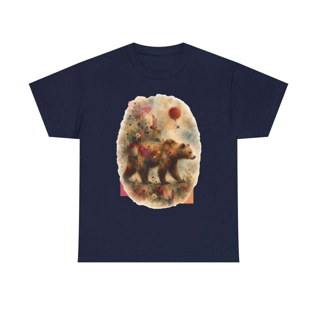 Bear and Balloon T-Shirt — Whimsical Watercolor Forest Bear Graphic Tee