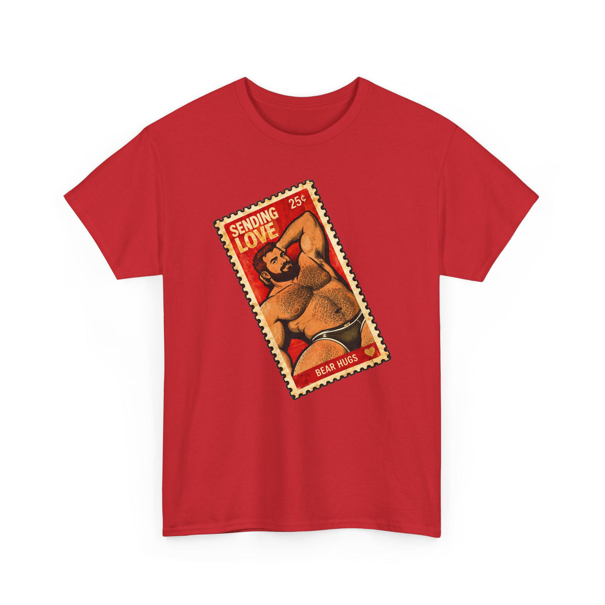 Gay Bear Shirt – Vintage Bear Pride Pin-Up T-Shirt, Retro Postage Stamp Art, LGBTQ Bear Culture Tee