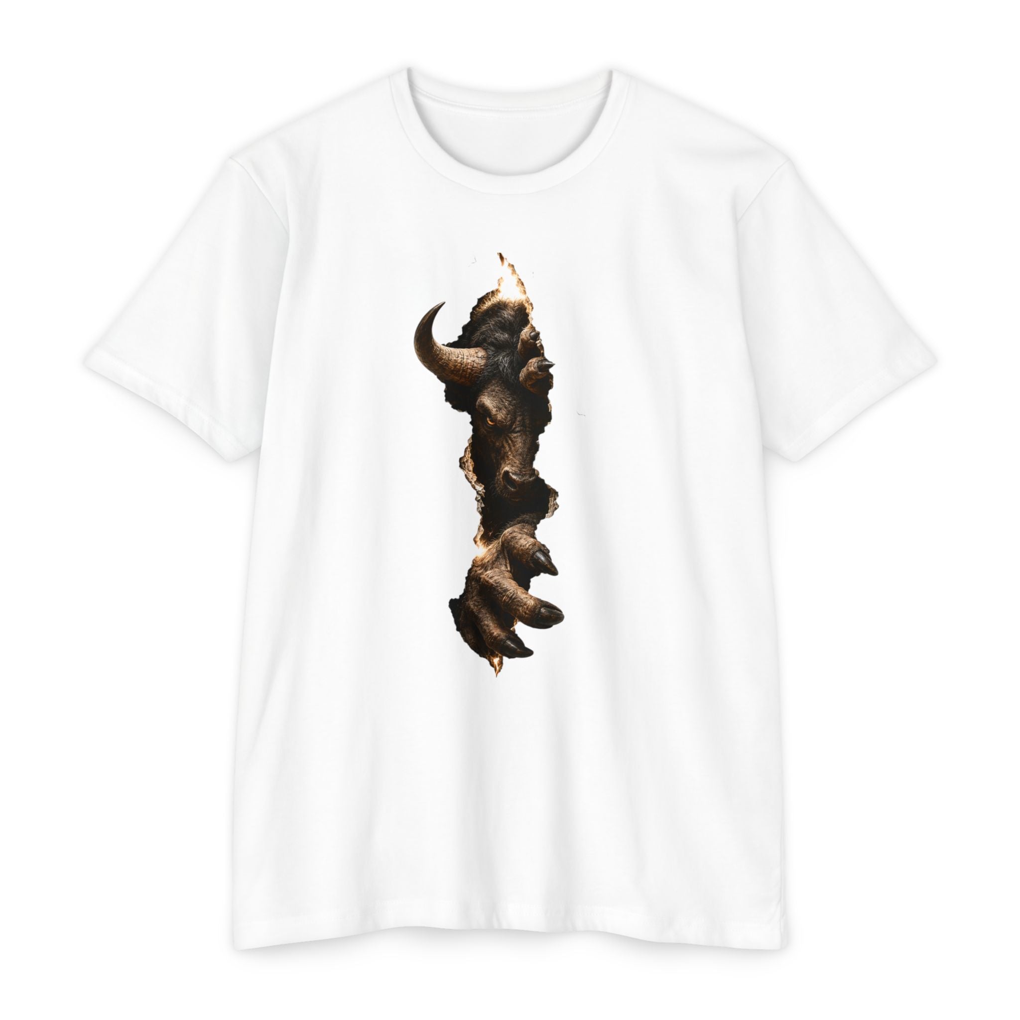 Bison Vertical Print T‑Shirt — Rustic Western Buffalo Graphic Tee. The inner Beast tearing its way out.