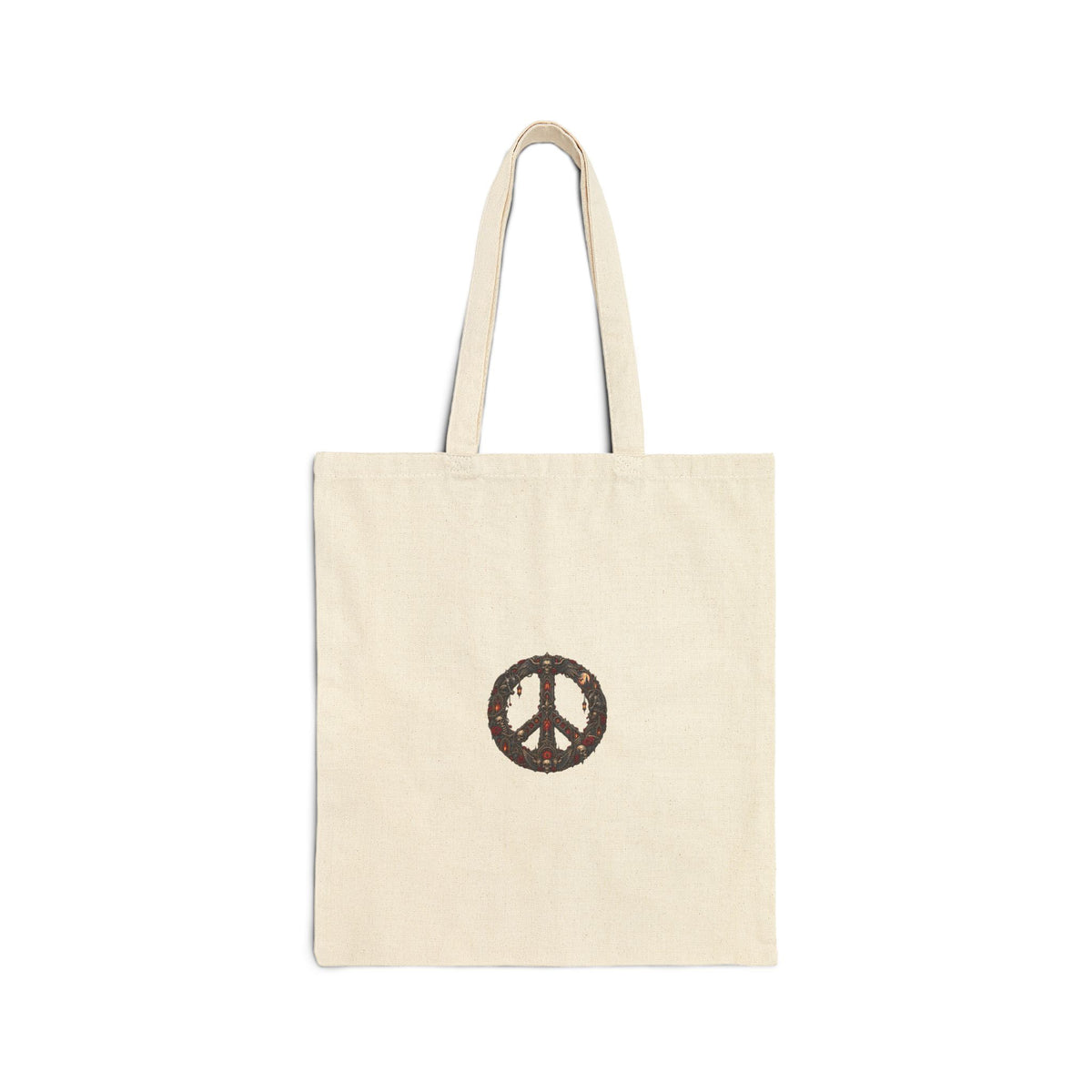 Peace Sign Canvas Tote Bag — Minimal Eco-Friendly Grocery & Market Tote