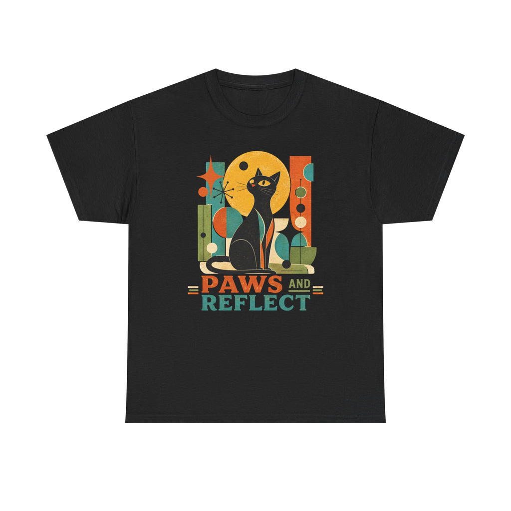 Paws and Reflect Cat T-Shirt. Mod Tangentsies Cat. Mood cat T-shirt