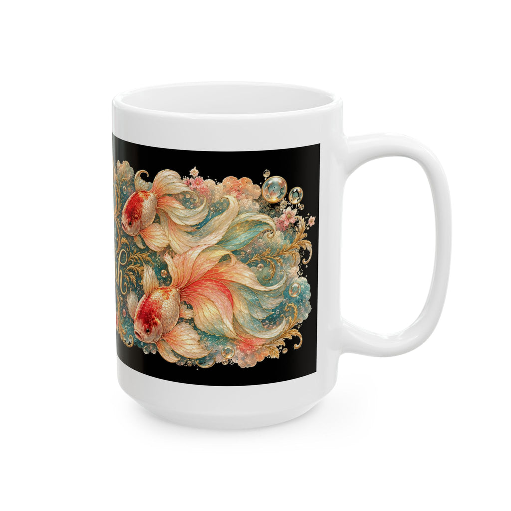 Just One More Goldfish Ceramic Mug — Vintage Koi Fish Coffee Cup (11oz/15oz)