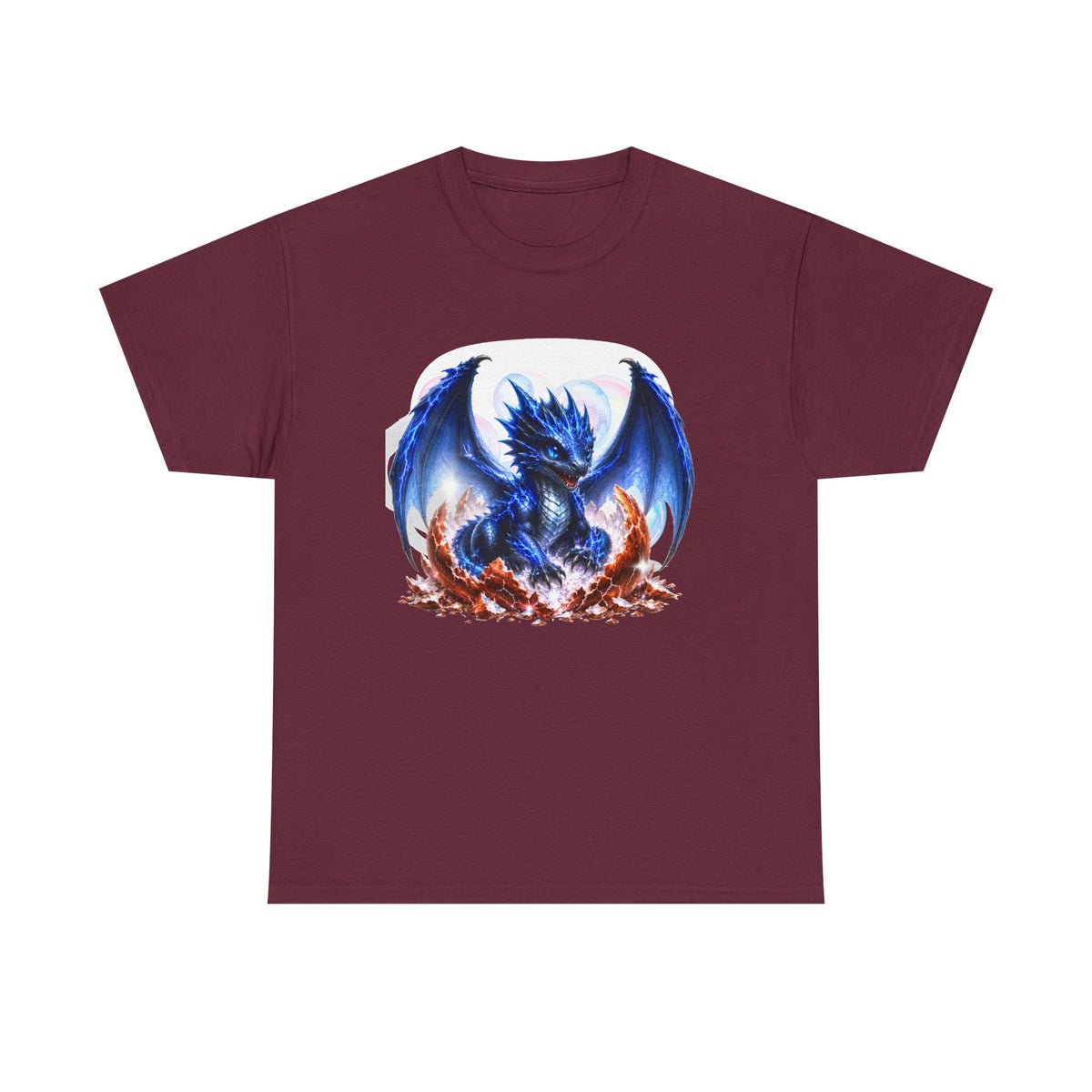 Blue Fire Dragon T-Shirt — Fantasy Dragon Graphic Tee, Blue Dragon. Best Dragon shirt. Blue Baby Dragon.