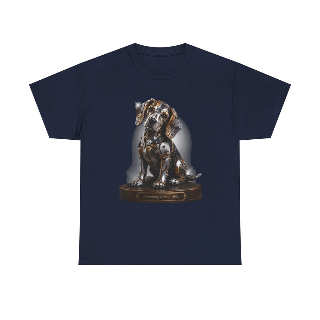 Beagle Tee – Cute Sitting Puppy Graphic T-Shirt. Beagle Puppy sitting on a trophy stand.