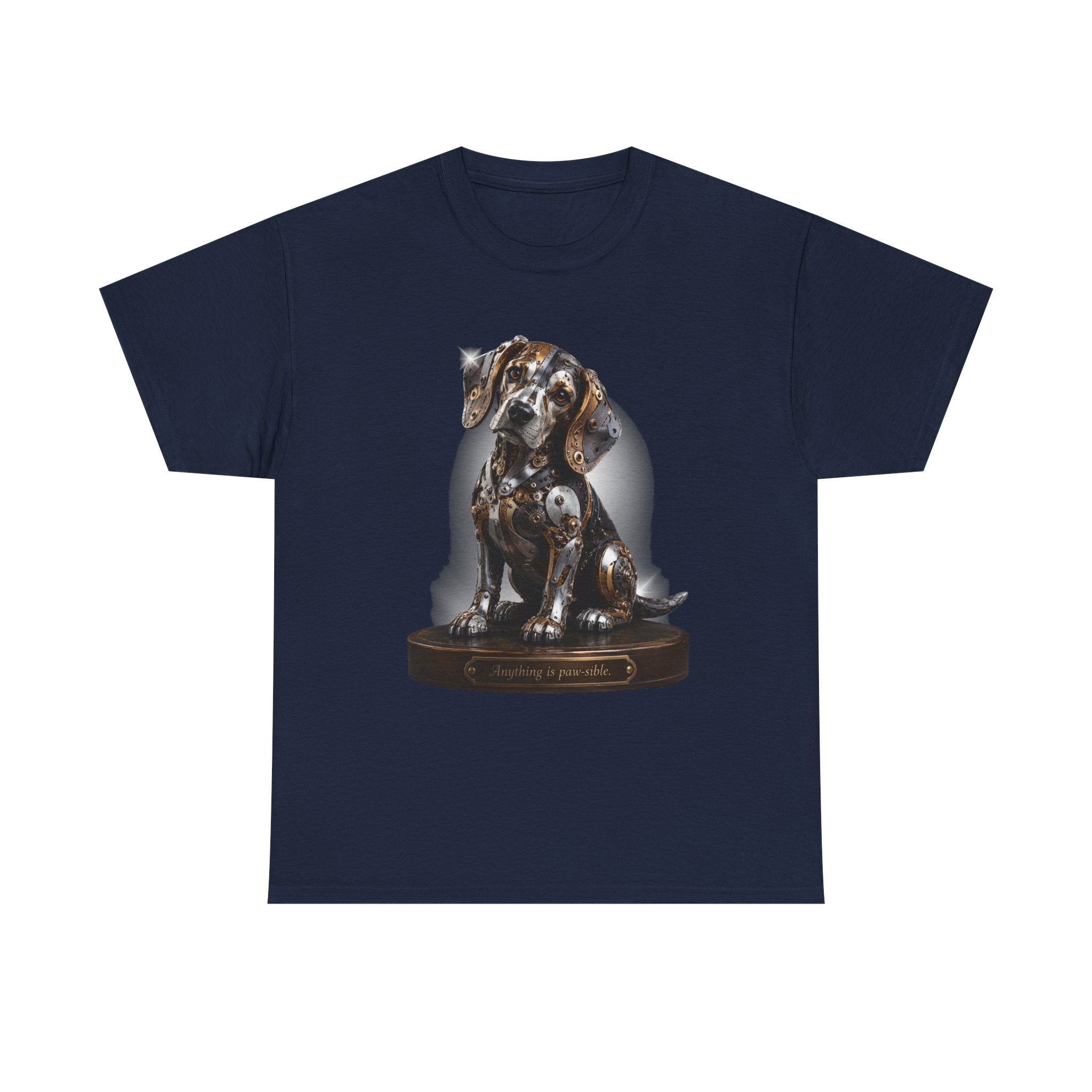 Beagle Tee – Cute Sitting Puppy Graphic T-Shirt. Beagle Puppy sitting on a trophy stand.