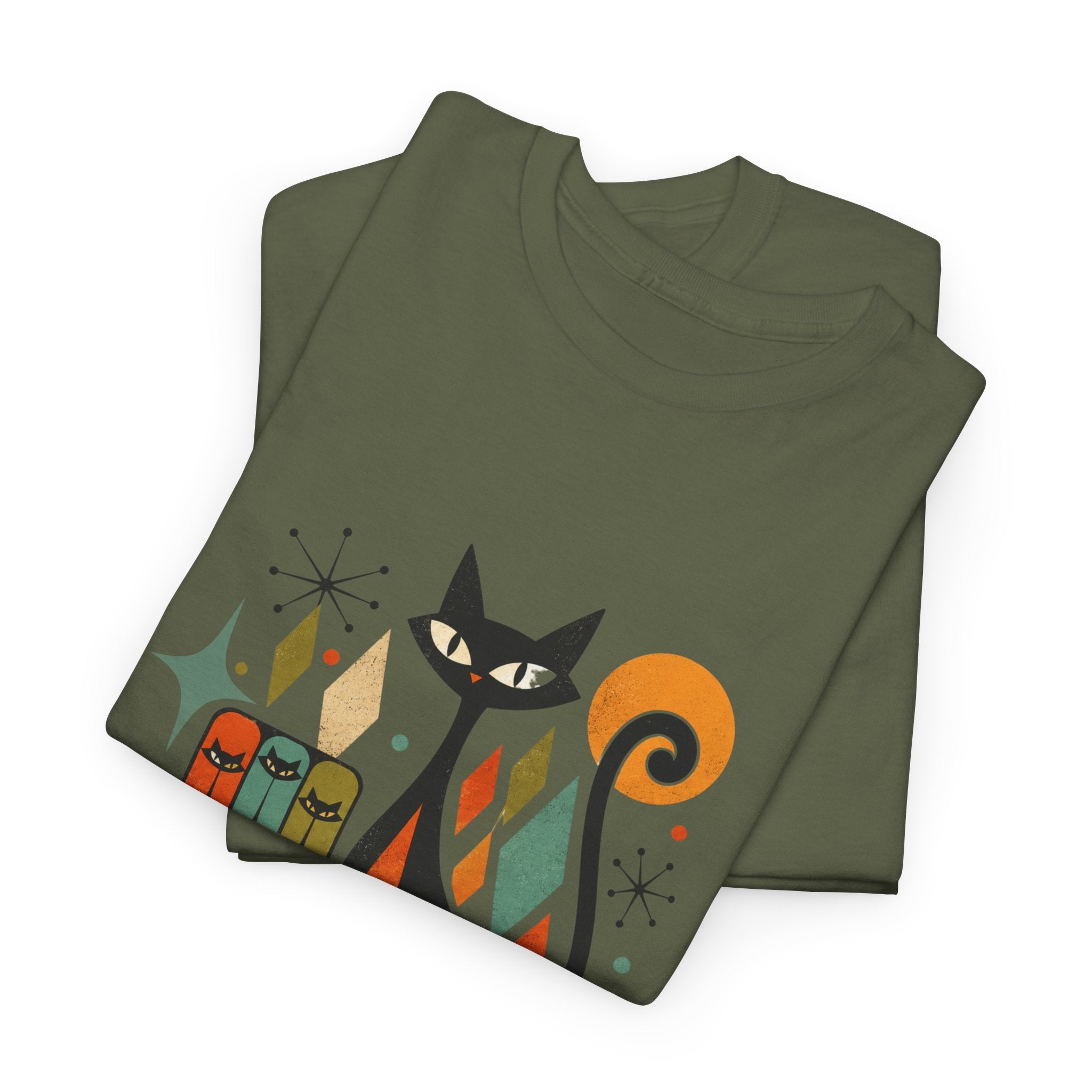 Cat T-Shirt — "Cattitude Over Everything" Retro Mid-Century Cat Tee