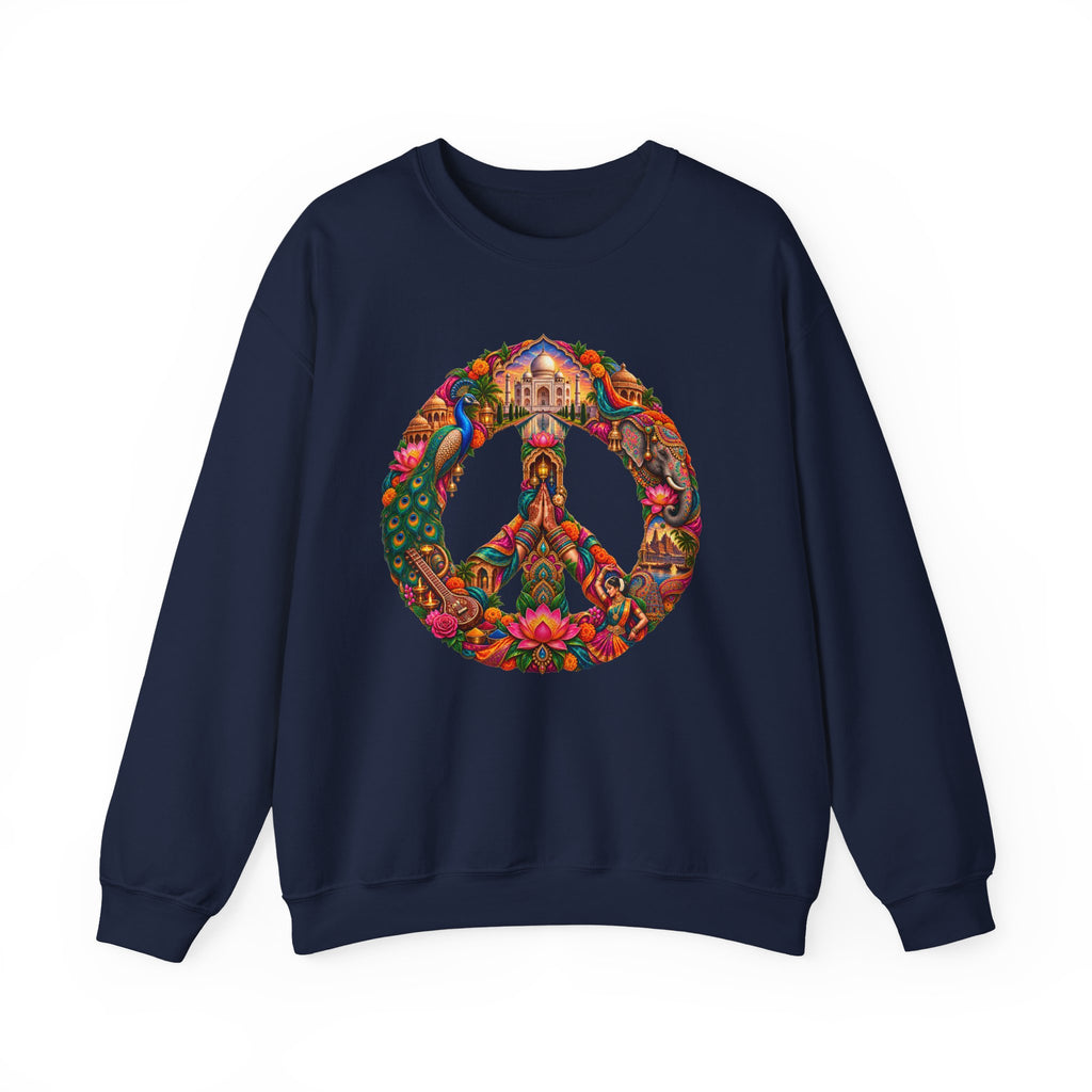 Floral Peace Sign Crewneck Sweatshirt — Psychedelic Hippie Vibe