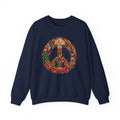 Floral Peace Sign Crewneck Sweatshirt — Psychedelic Hippie Vibe