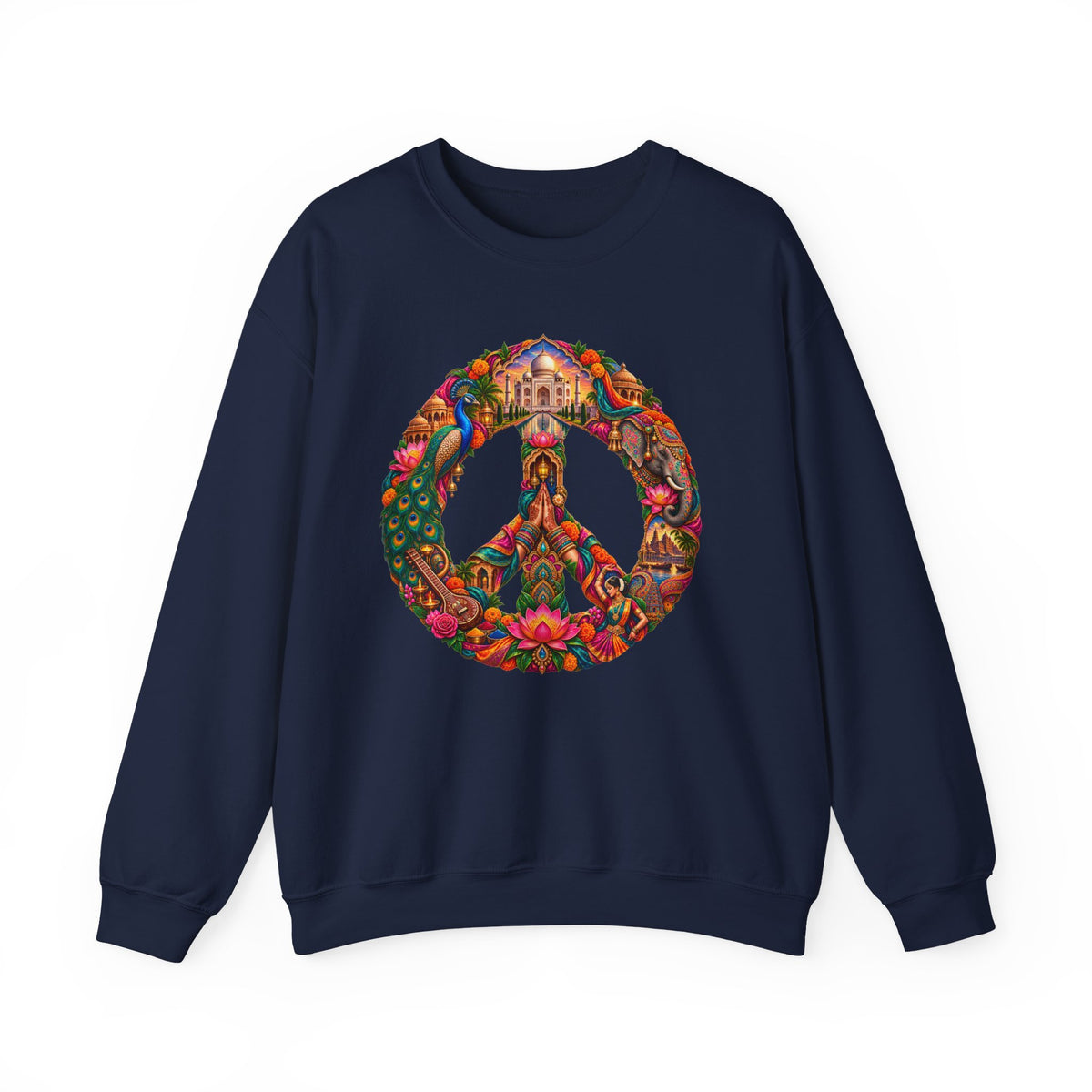 Floral Peace Sign Crewneck Sweatshirt — Psychedelic Hippie Vibe